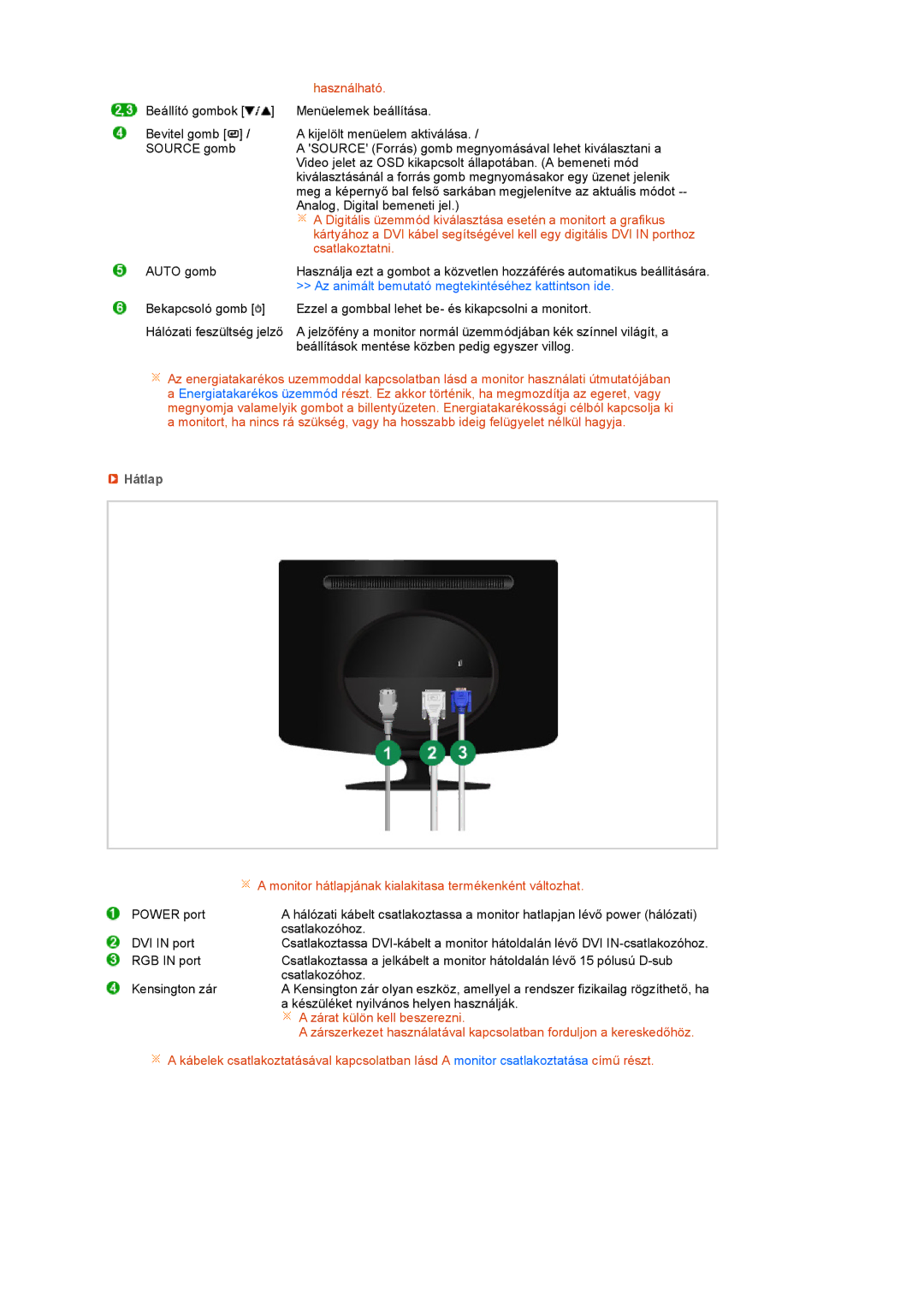 Samsung LS19PEJSFV/EDC manual Használható, Hátlap 