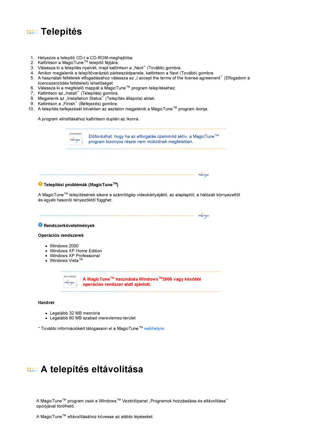 Samsung LS19PEJSFV/EDC manual Telepítés 