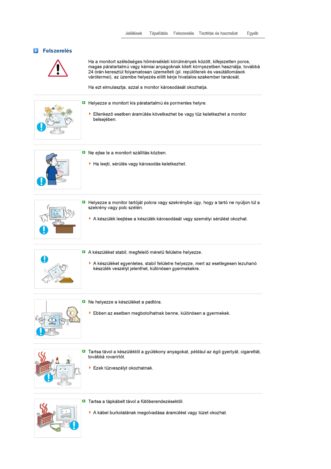 Samsung LS19PEJSFV/EDC manual Felszerelés 