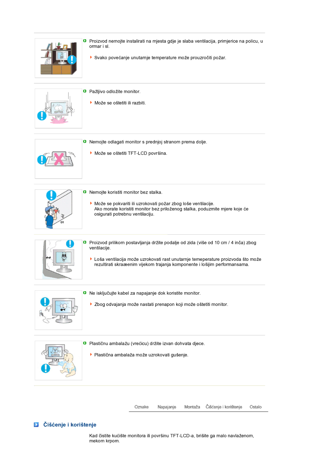 Samsung LS19PEJSFV/EDC manual Čišćenje i korištenje 