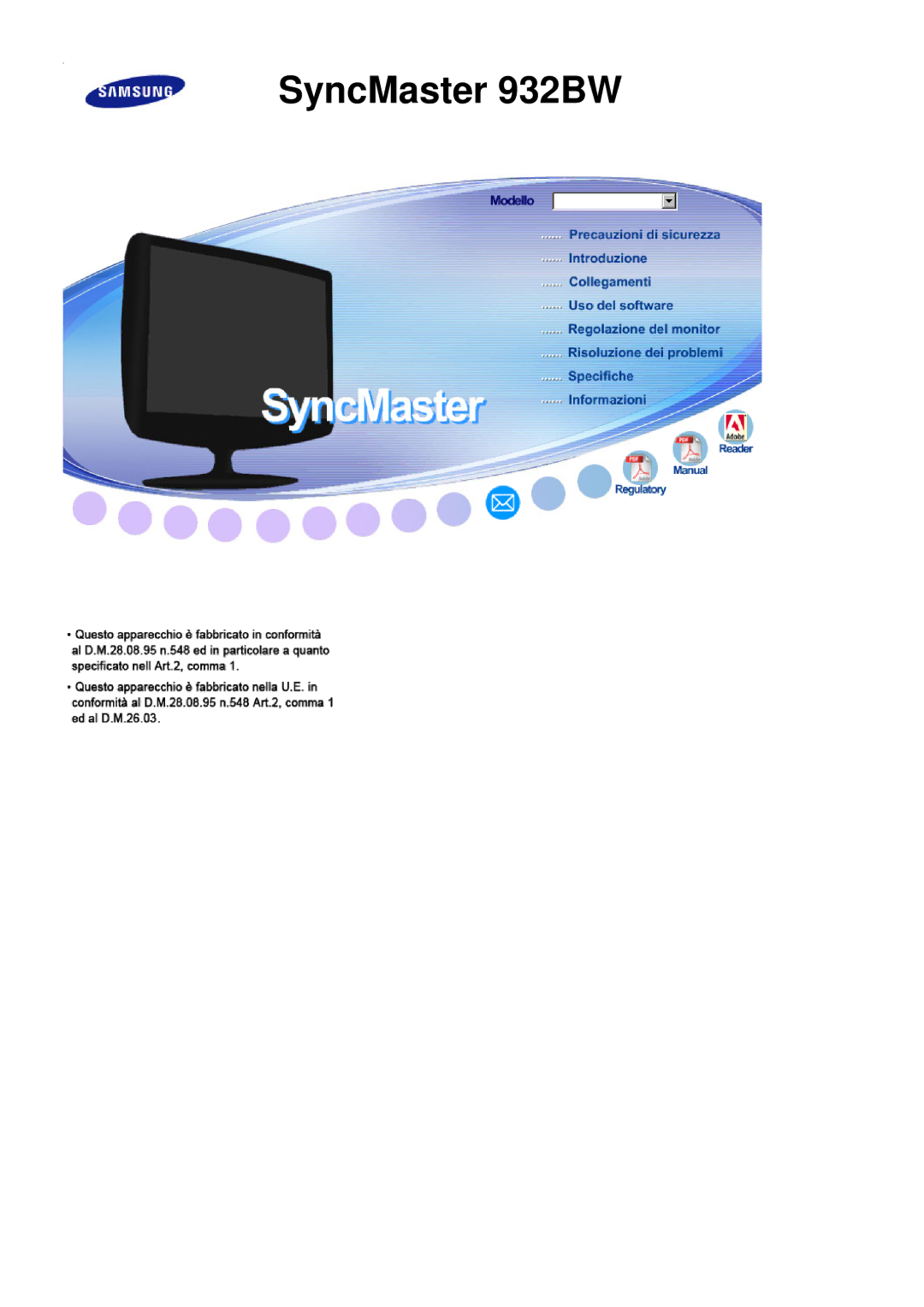 Samsung LS19PEWSFV/CLT manual SyncMaster 932BW 