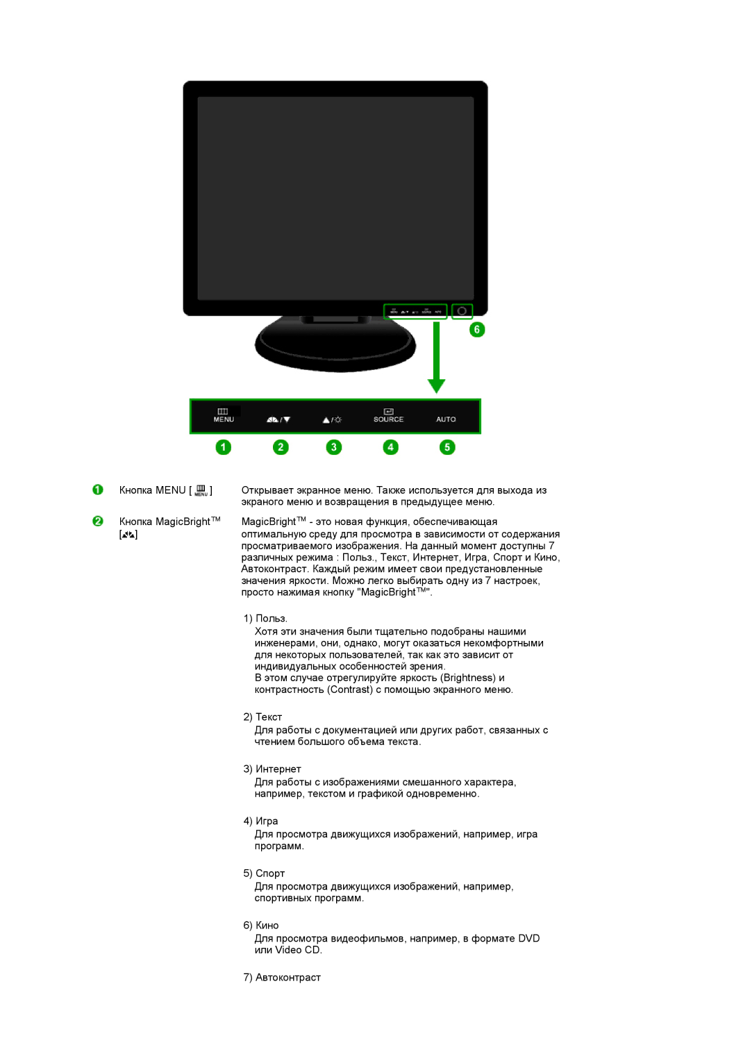 Samsung LS19PFDQSQ/EDC, LS19PFDQFV/EDC, LS19PFDQDQ/EDC manual Кнопка Menu 