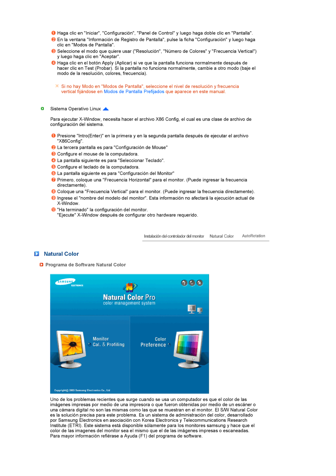 Samsung LS19PFDQSQ/EDC, LS19PFDQFV/EDC manual Programa de Software Natural Color 