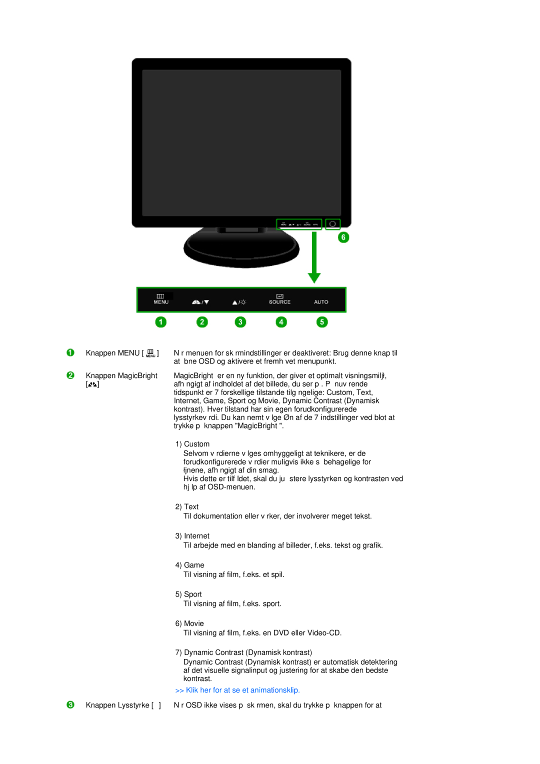 Samsung LS19PFDQSQ/EDC, LS19PFDQFV/EDC manual Klik her for at se et animationsklip 