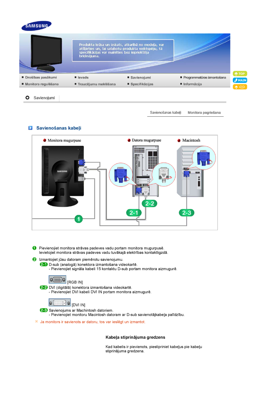 Samsung LS19PFDQFV/EDC, LS19PFDQSQ/EDC manual Savienošanas kabeļi 