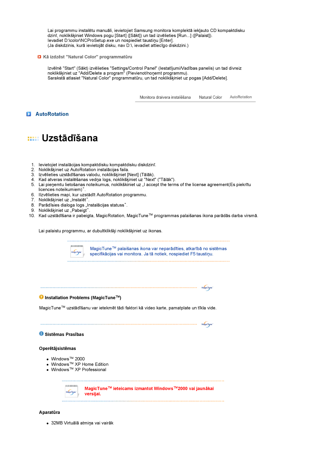 Samsung LS19PFDQSQ/EDC, LS19PFDQFV/EDC manual AutoRotation, Kā izdzēst Natural Color programmatūru 