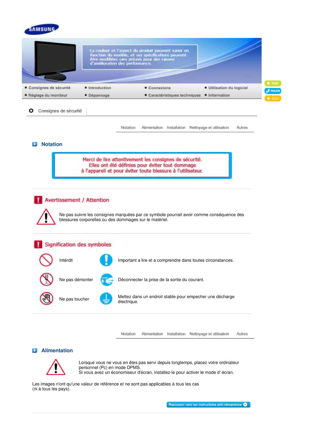 Samsung LS19PFGDFV/EDC manual Notation 