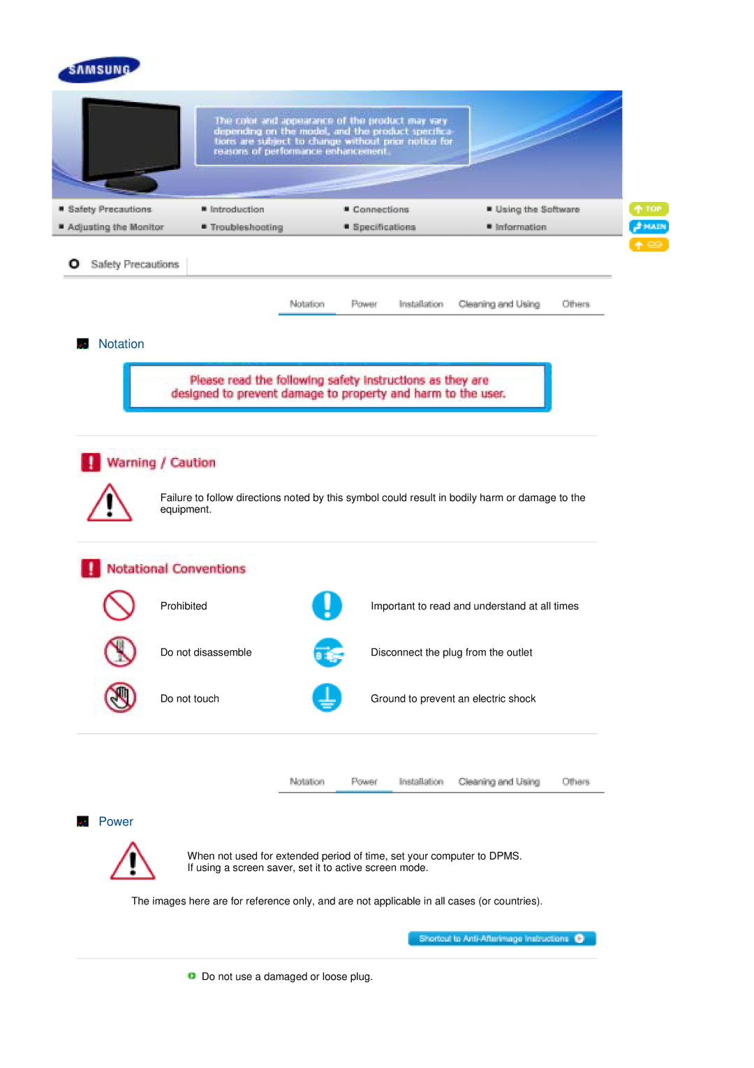 Samsung LS19PFGDFV/EDC manual Notation 