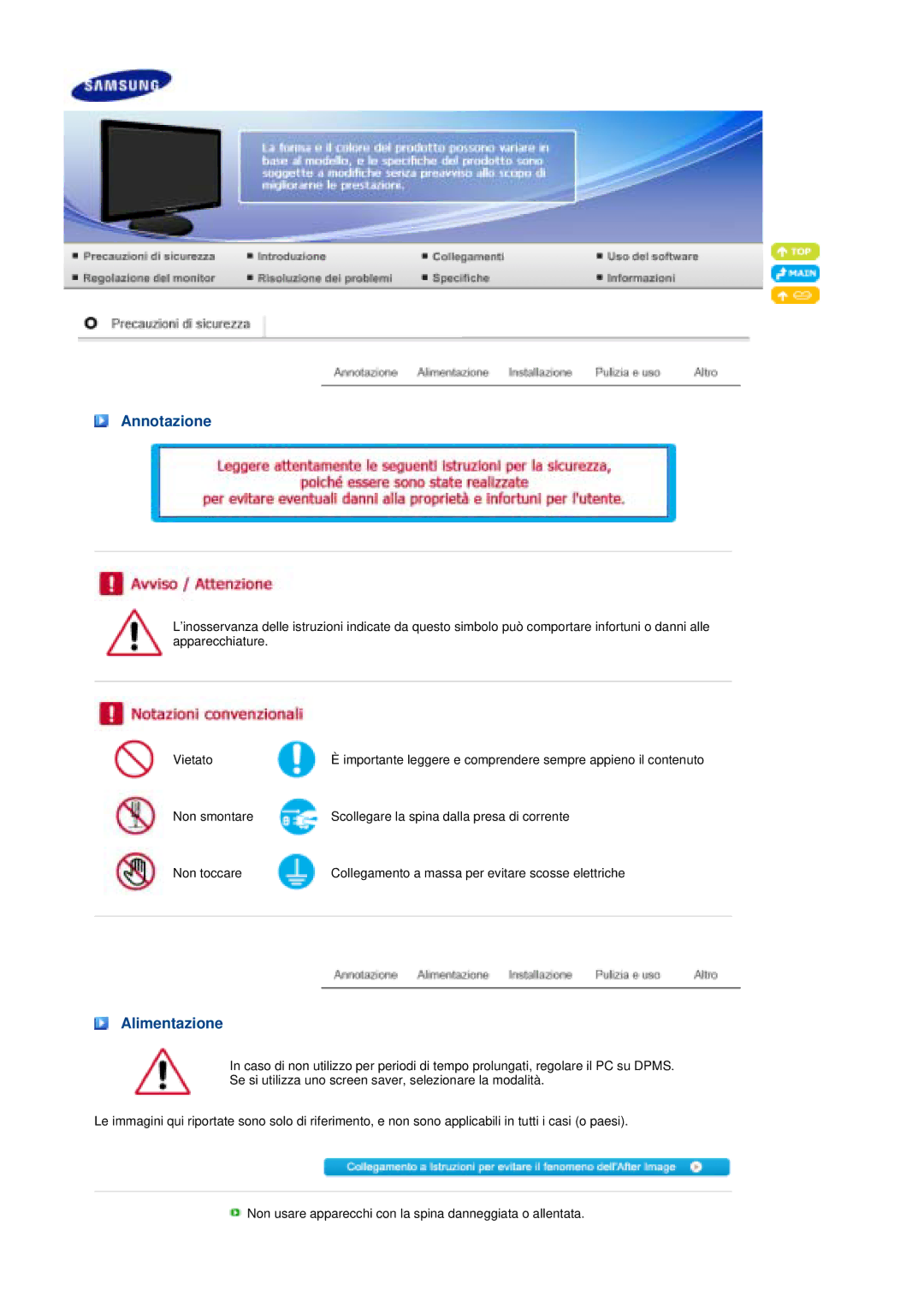 Samsung LS19PFGDFV/EDC manual Annotazione 