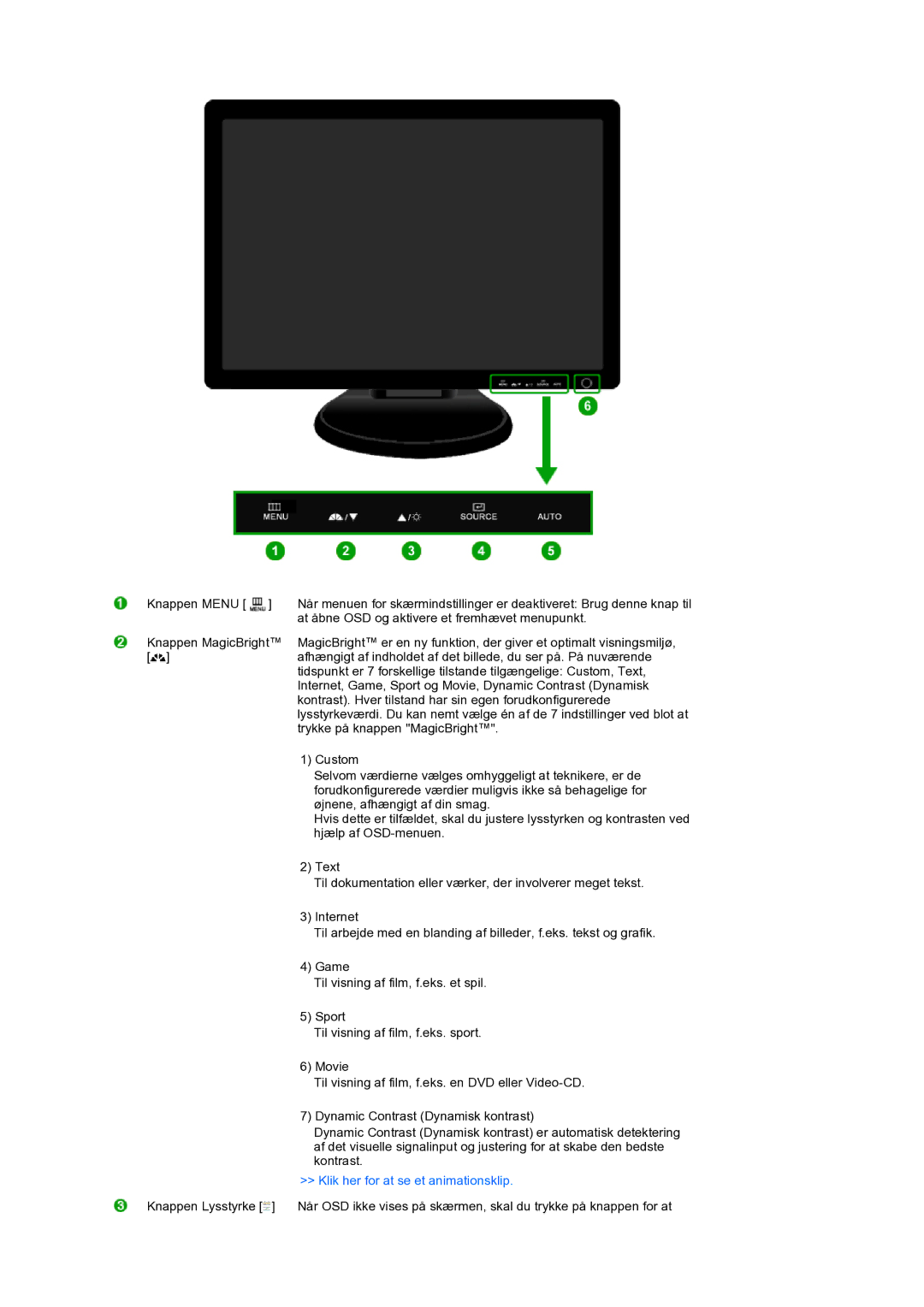 Samsung LS19PFGDFV/EDC manual Klik her for at se et animationsklip 