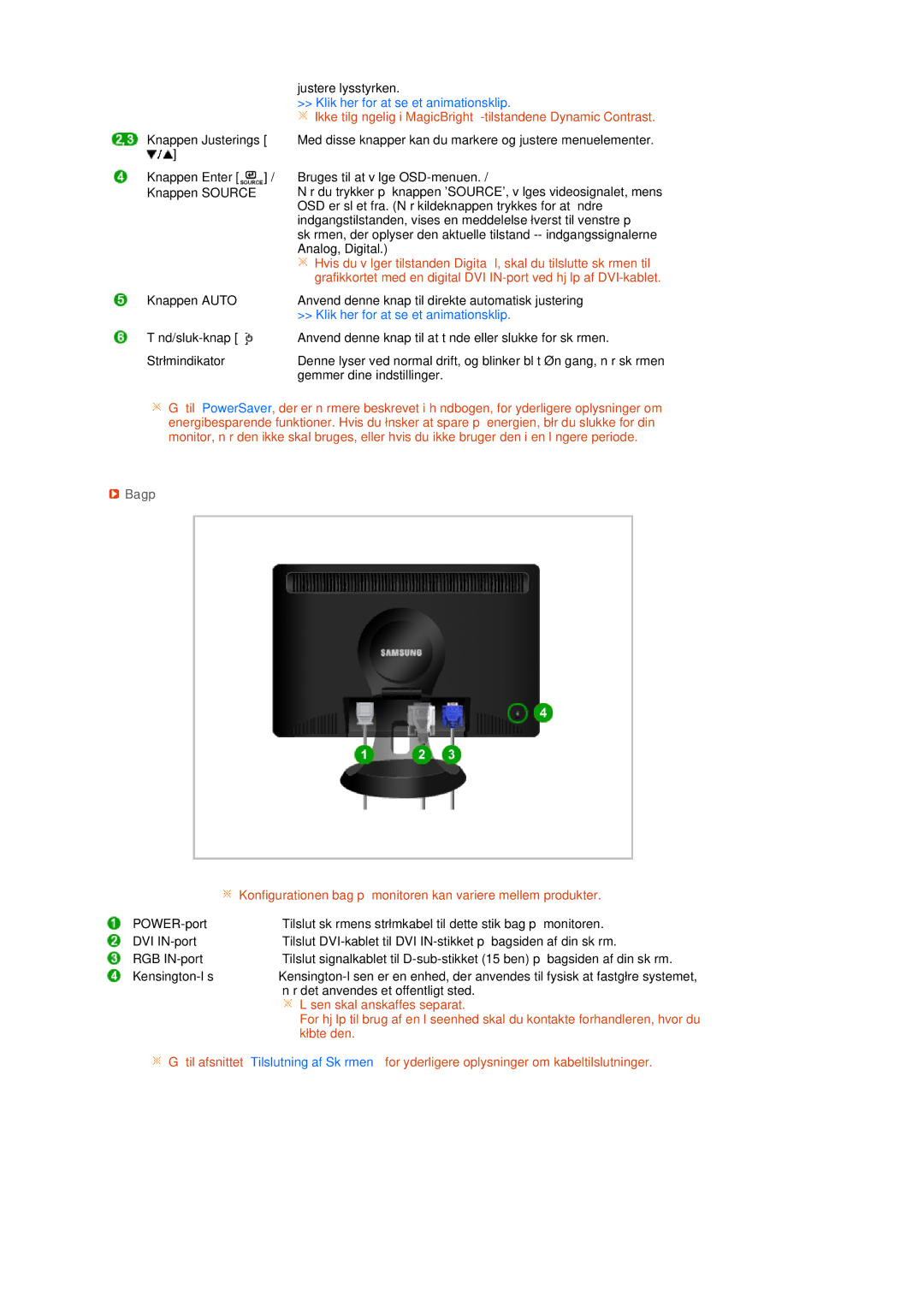 Samsung LS19PFGDFV/EDC manual Bagpå 