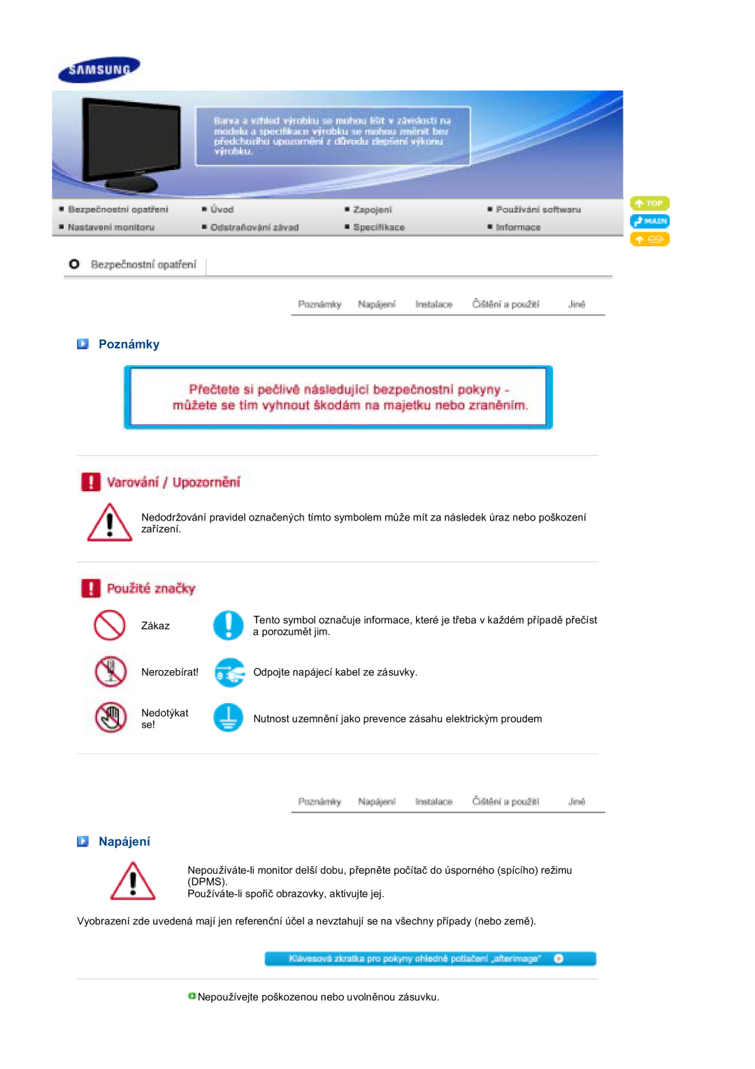 Samsung LS19PFGDFV/EDC manual Poznámky 