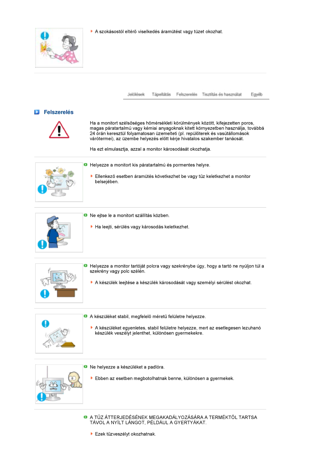 Samsung LS19PFGDFV/EDC manual Felszerelés 