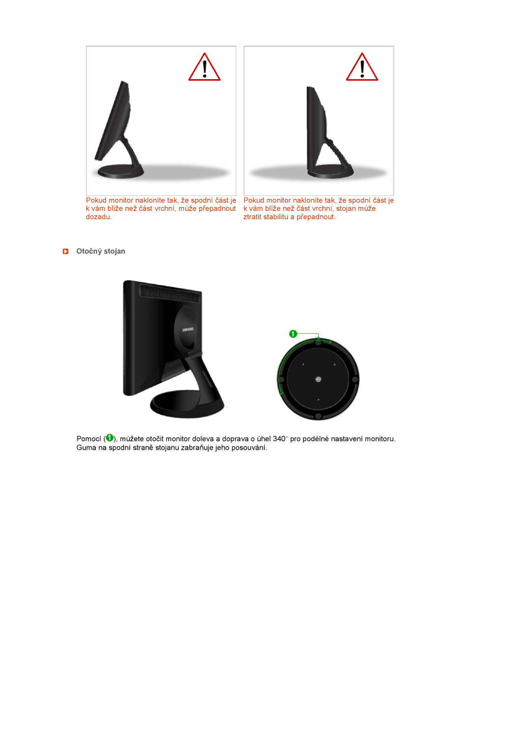 Samsung LS19PFGDFV/EDC manual Otočný stojan 