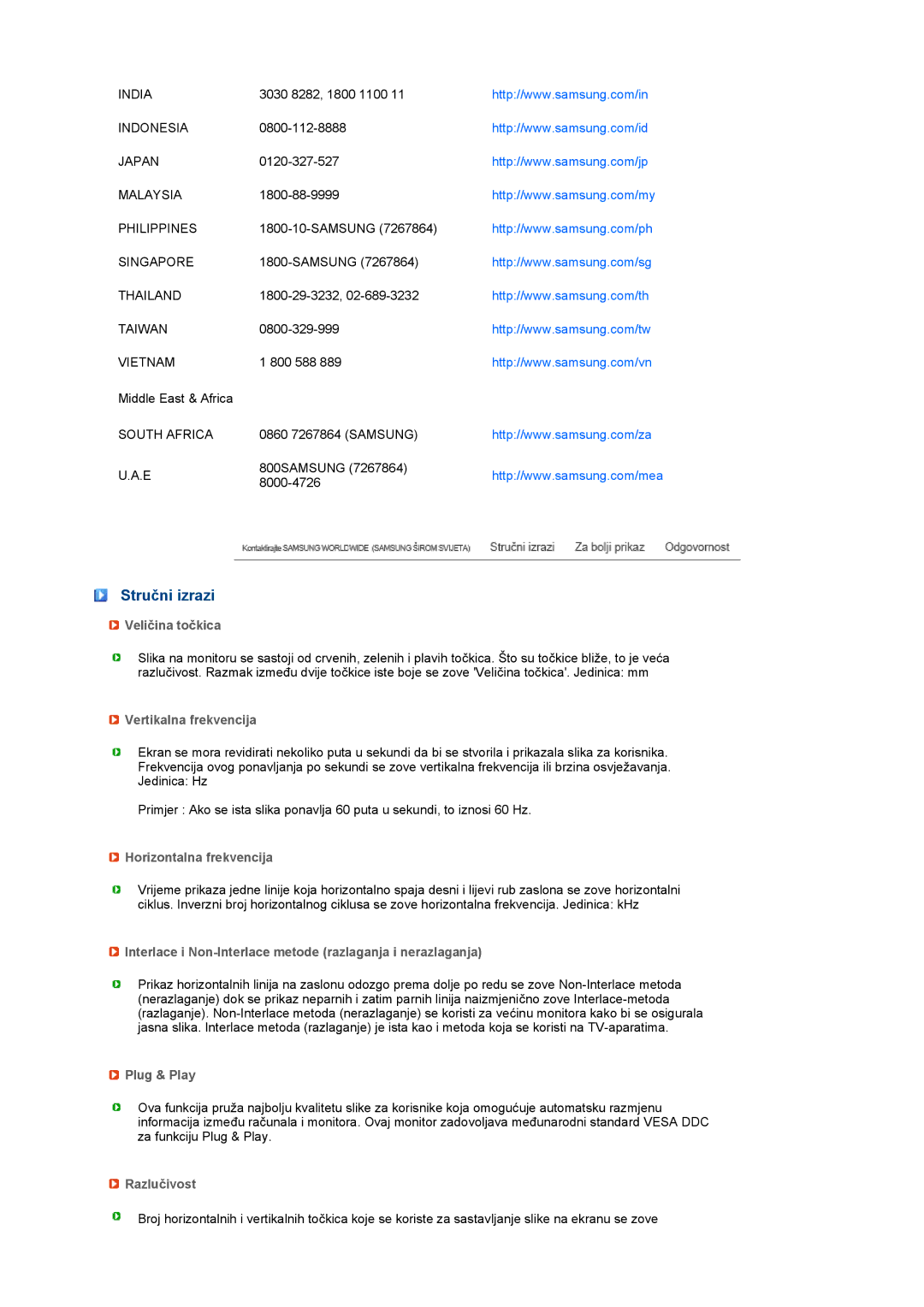 Samsung LS19PFGDFV/EDC manual Stručni izrazi 