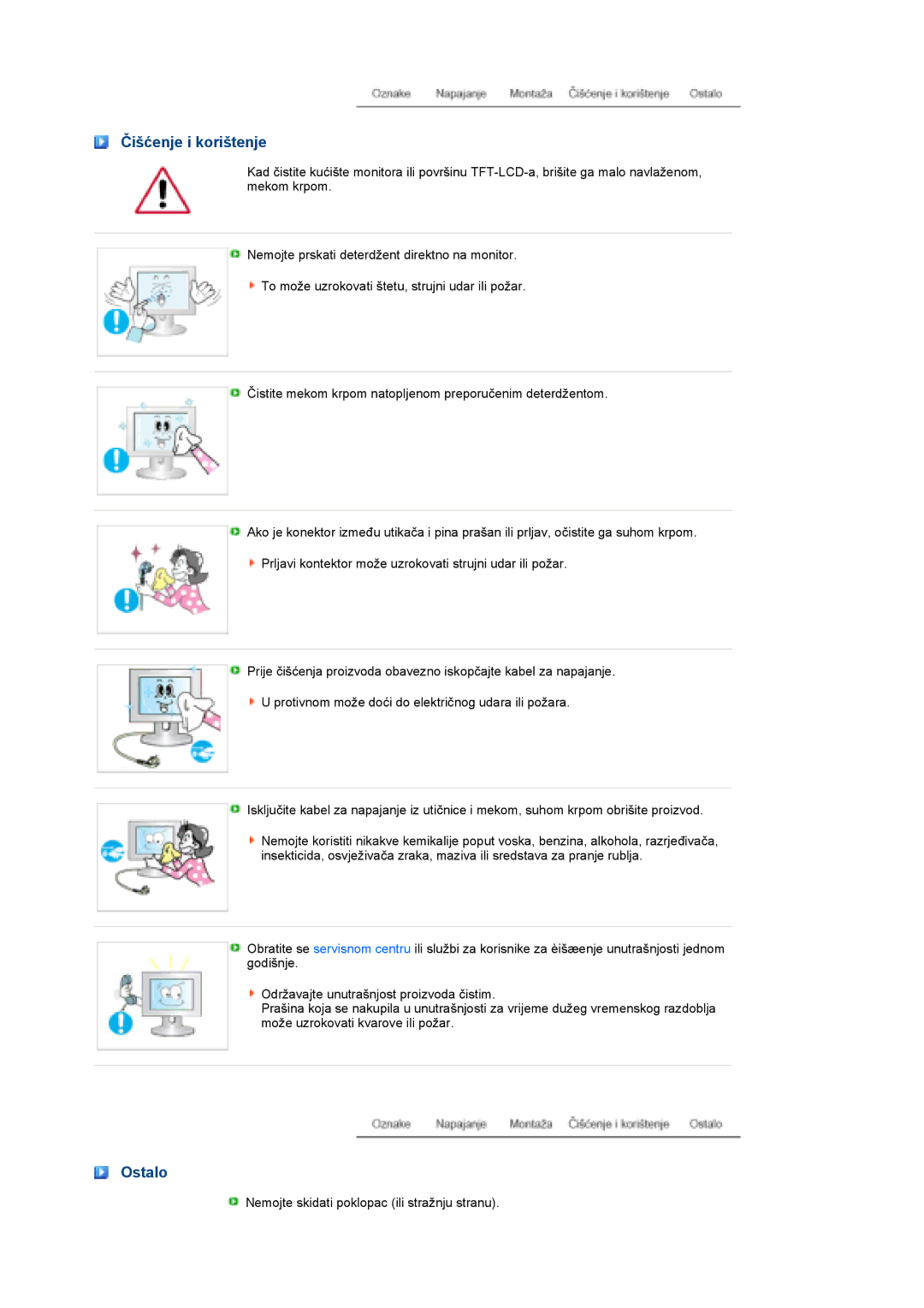 Samsung LS19PFGDFV/EDC manual Čišćenje i korištenje 