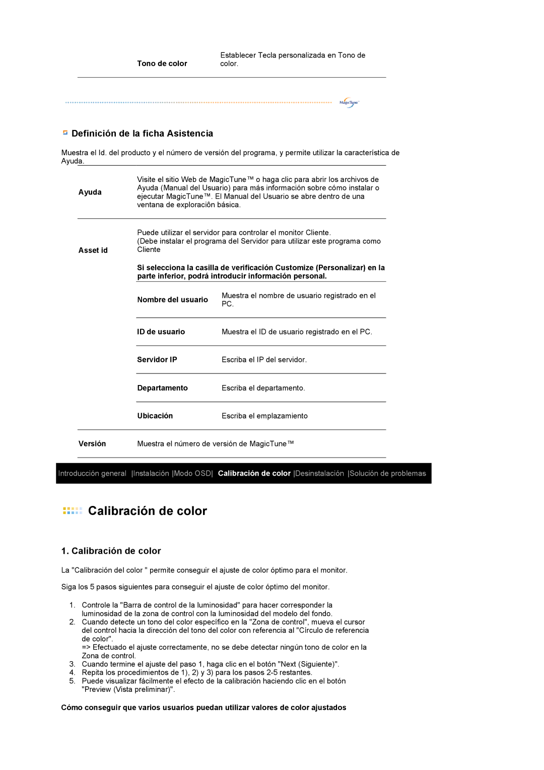 Samsung LS19MEWSFV/EDC, LS19PFWDFV/EDC manual ID de usuario, Servidor IP, Departamento, Ubicación 