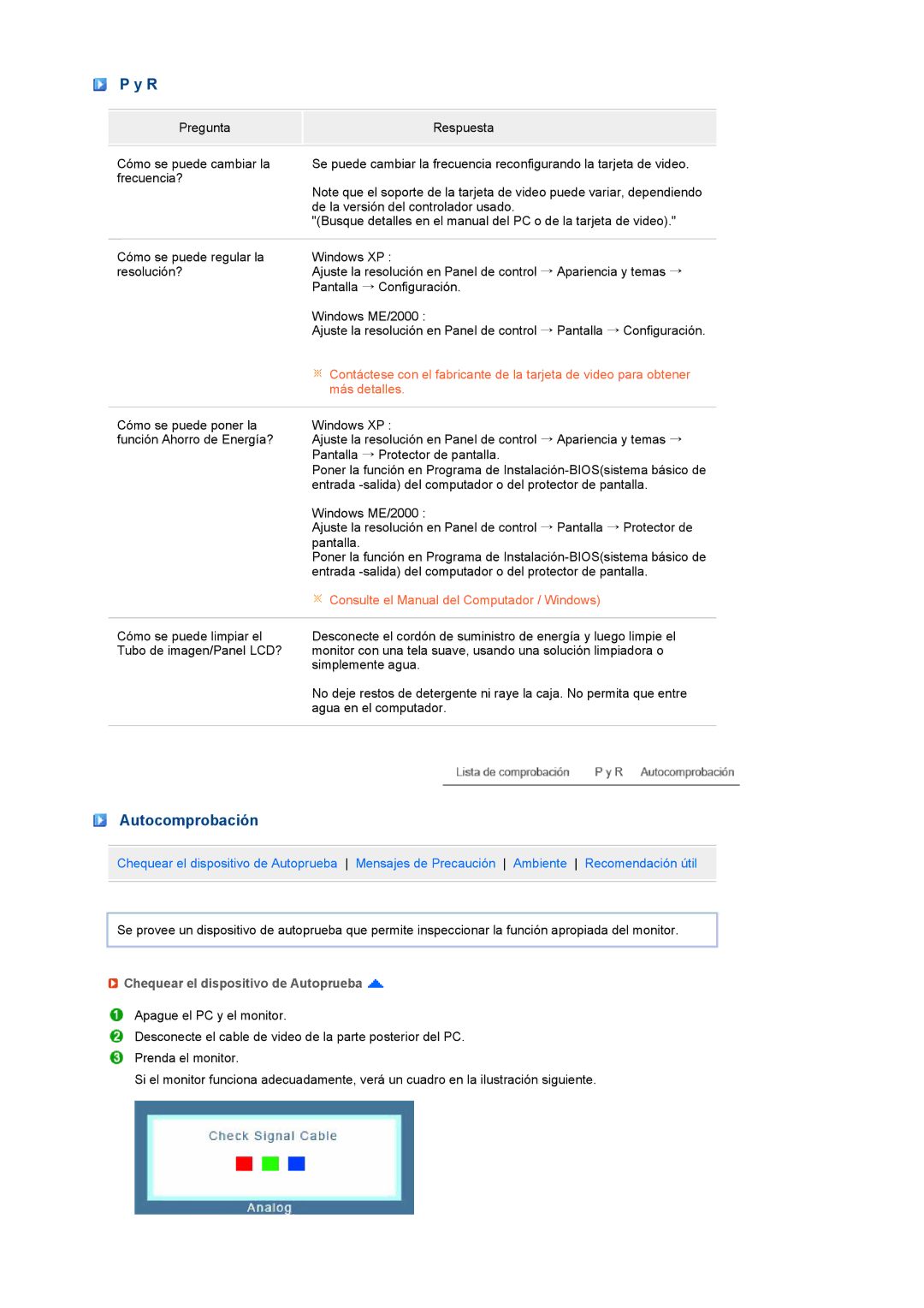 Samsung LS19PFWDFV/EDC, LS19MEWSFV/EDC manual Autocomprobación, Chequear el dispositivo de Autoprueba 