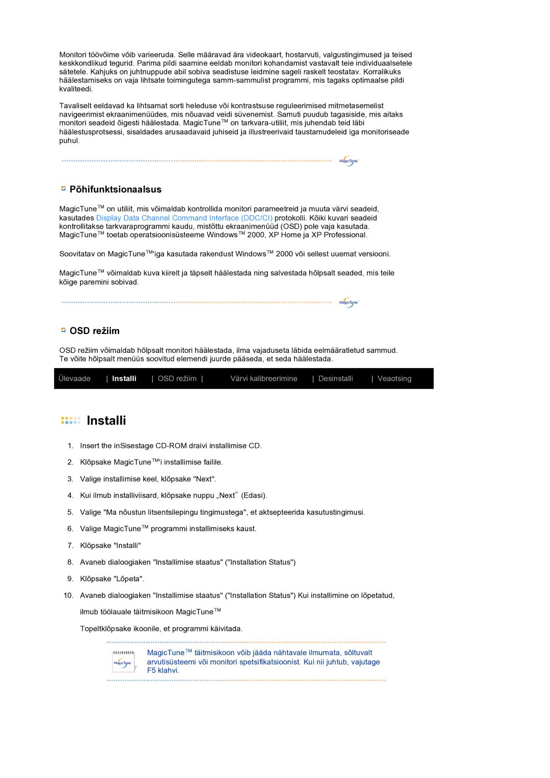 Samsung LS19MEWSFV/EDC, LS19PFWDFV/EDC manual Põhifunktsionaalsus, OSD režiim 