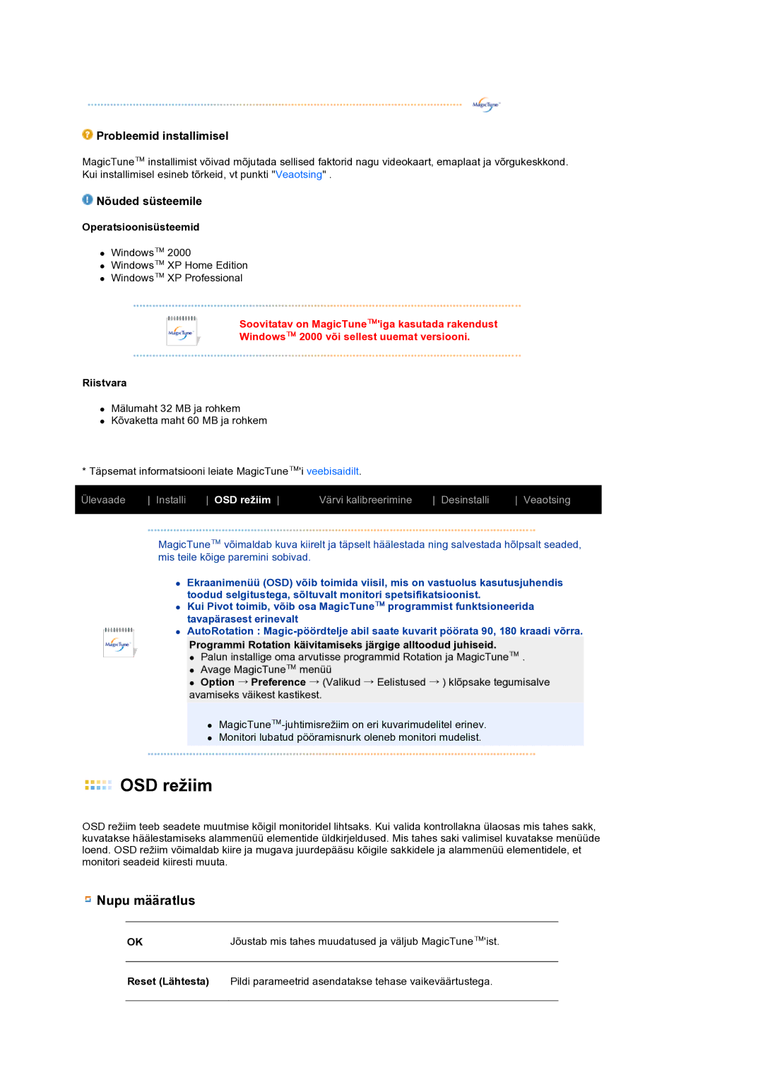 Samsung LS19PFWDFV/EDC, LS19MEWSFV/EDC manual Nupu määratlus, Probleemid installimisel 