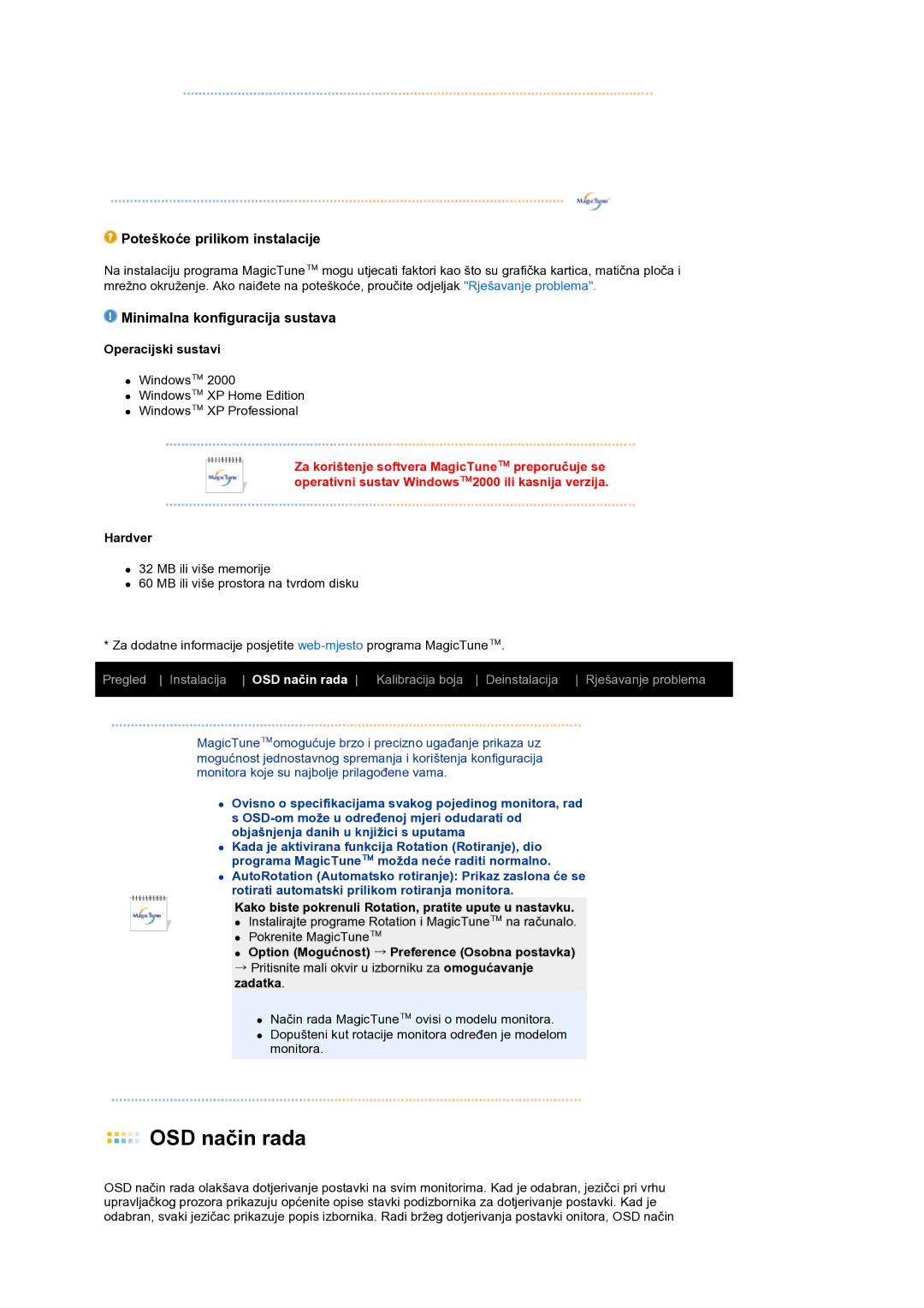 Samsung LS19MEWSFV/EDC, LS19PFWDFV/EDC manual OSD način rada 