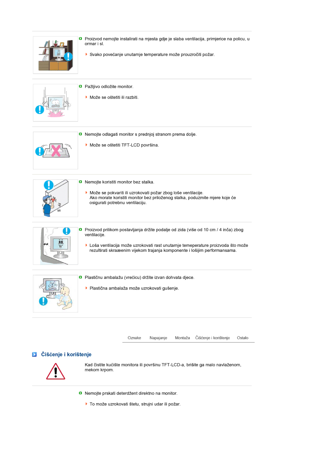 Samsung LS19MEWSFV/EDC, LS19PFWDFV/EDC manual Čišćenje i korištenje 