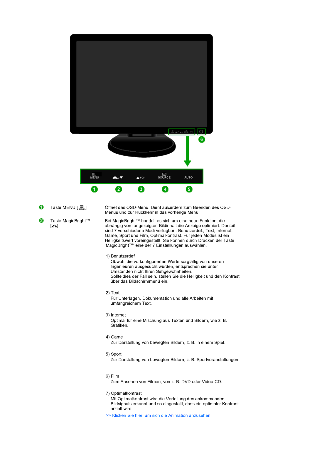 Samsung LS19PFWDFV/EDC manual Klicken Sie hier, um sich die Animation anzusehen 