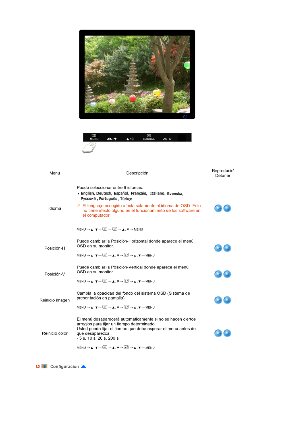 Samsung LS19PFWDFV/EDC manual Configuración 