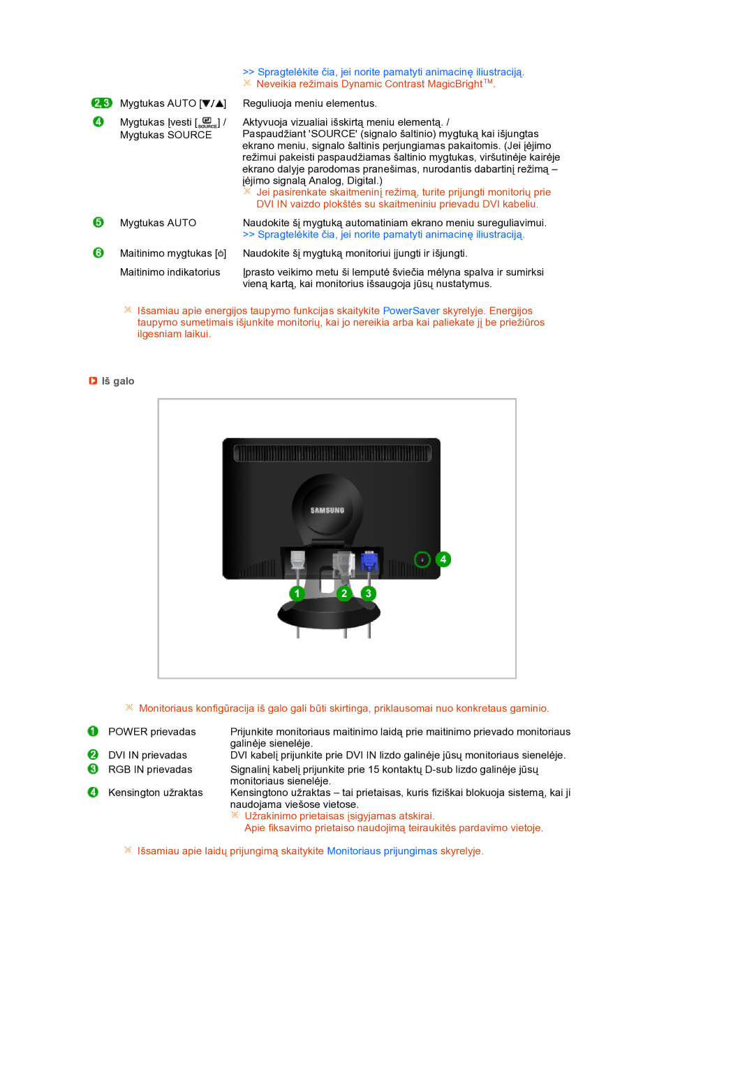 Samsung LS19PFWDFV/EDC manual Neveikia režimais Dynamic Contrast MagicBright, Iš galo 