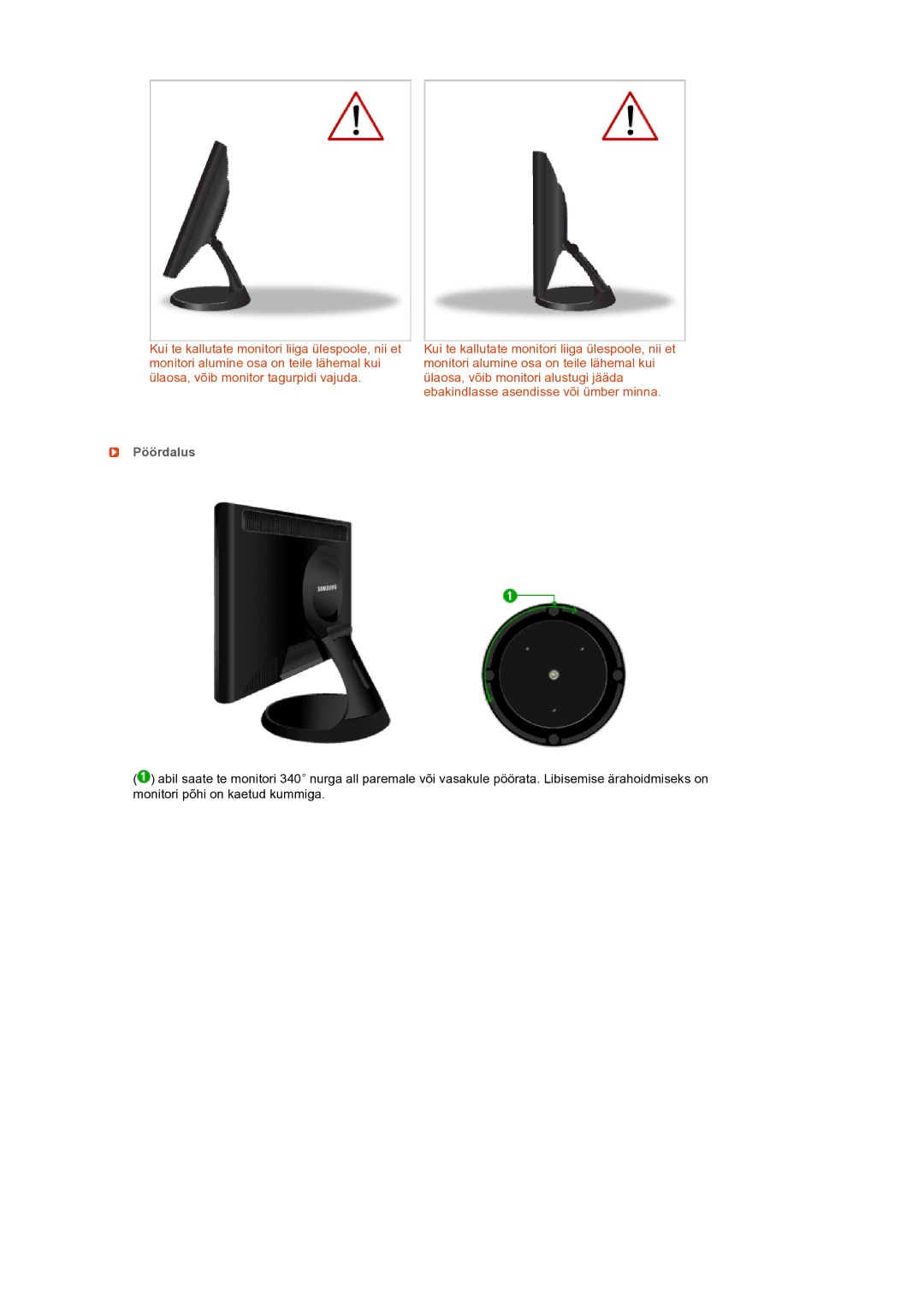 Samsung LS19PFWDFV/EDC manual Pöördalus 