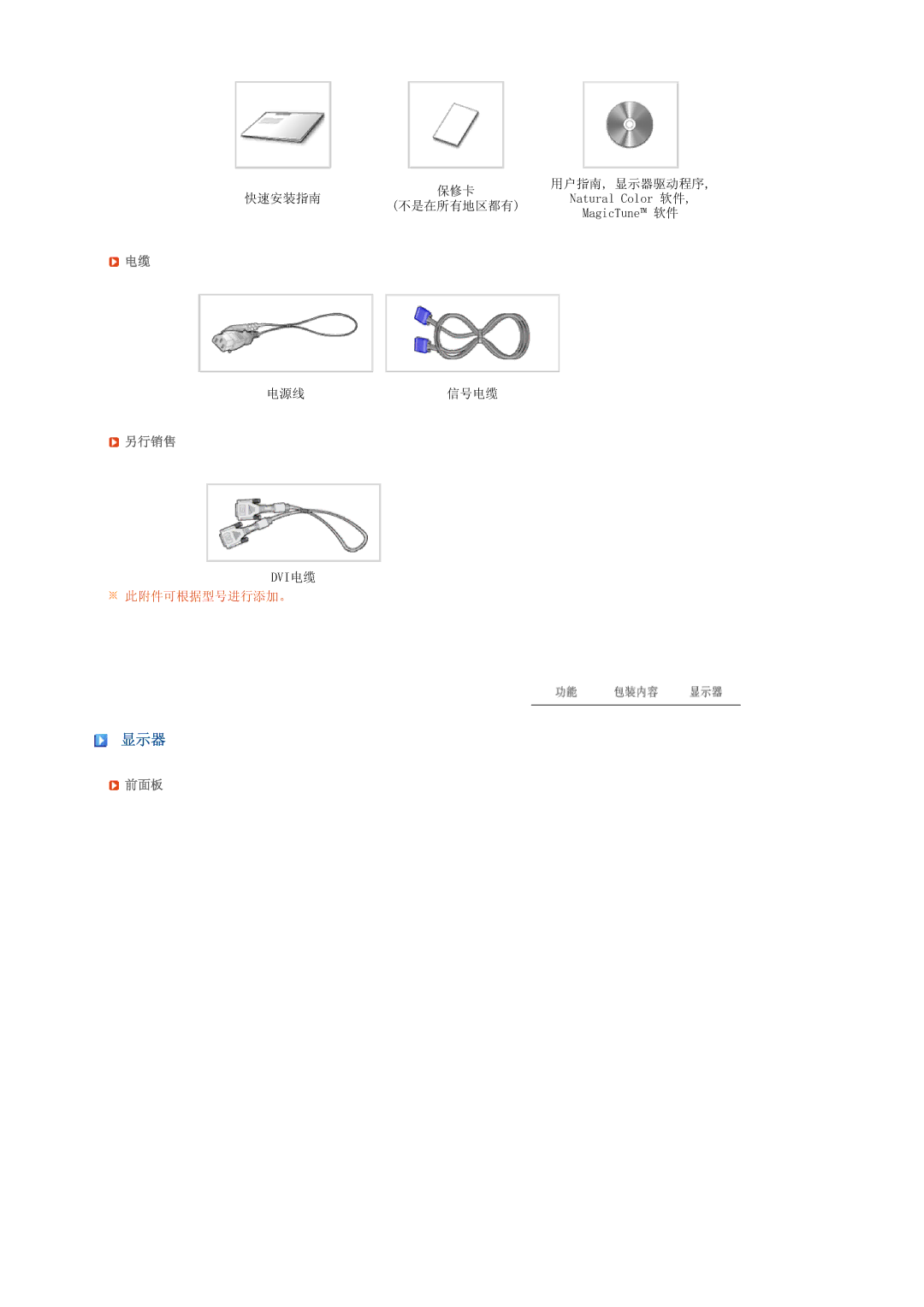 Samsung LS19PFWDFV/EDC manual 显示器, 另行销售, 前面板 