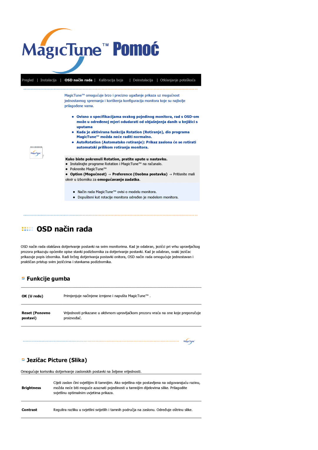 Samsung LS17PLMTSQ/EDC, LS19PLMTSQ/EDC, LS17PLMSKB/EDC manual OSD način rada 