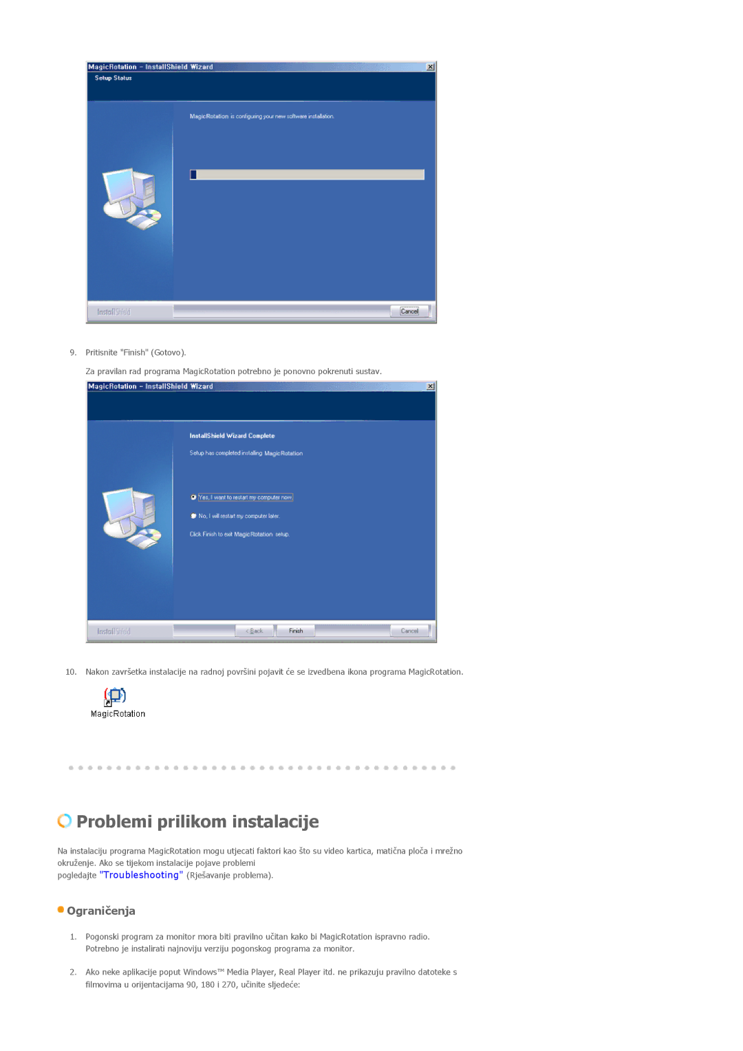 Samsung LS19PLMTSQ/EDC, LS17PLMTSQ/EDC, LS17PLMSKB/EDC manual Problemi prilikom instalacije 