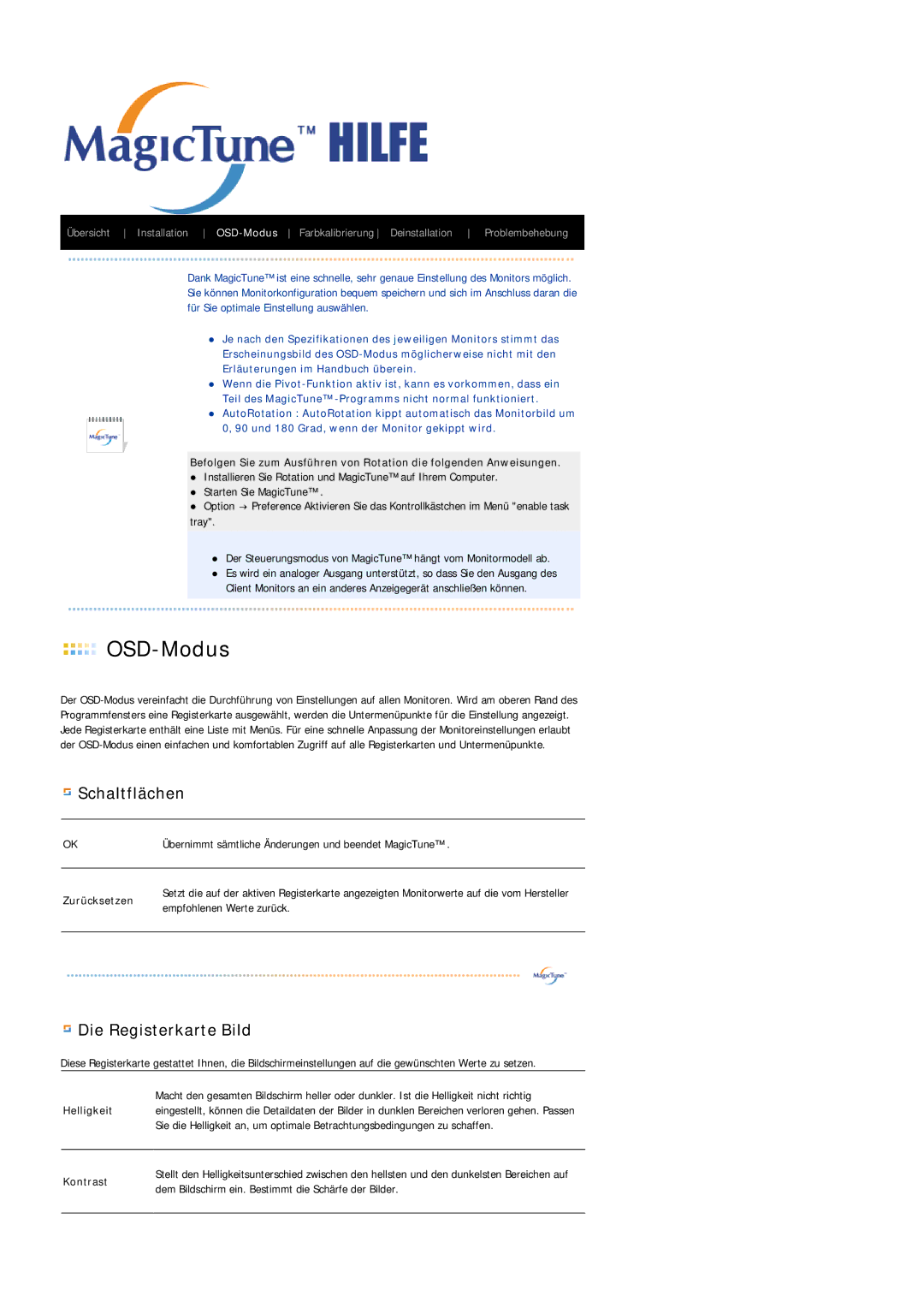 Samsung LS17PLMTSQ/EDC, LS19PLMTSQ/EDC manual OSD-Modus 