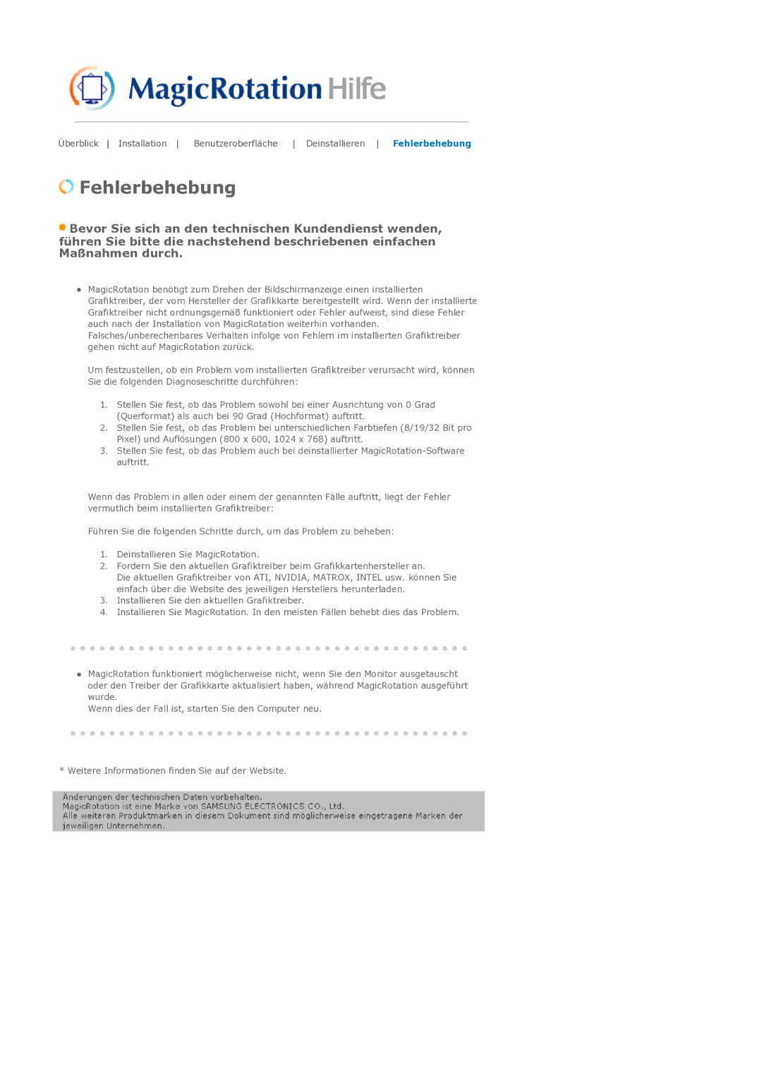 Samsung LS19PLMTSQ/EDC, LS17PLMTSQ/EDC manual Fehlerbehebung 