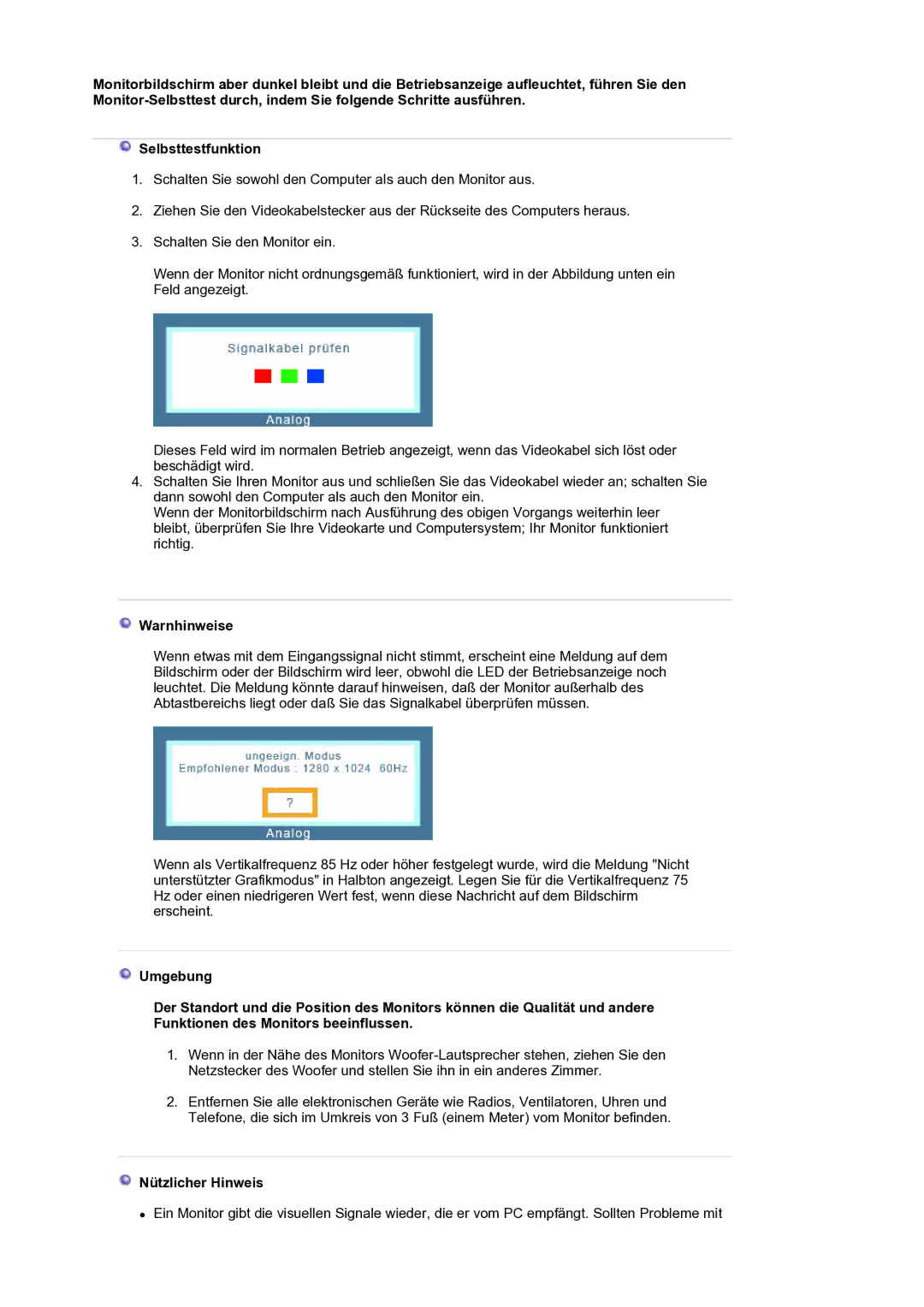 Samsung LS17PLMTSQ/EDC, LS19PLMTSQ/EDC manual Warnhinweise, Nützlicher Hinweis 