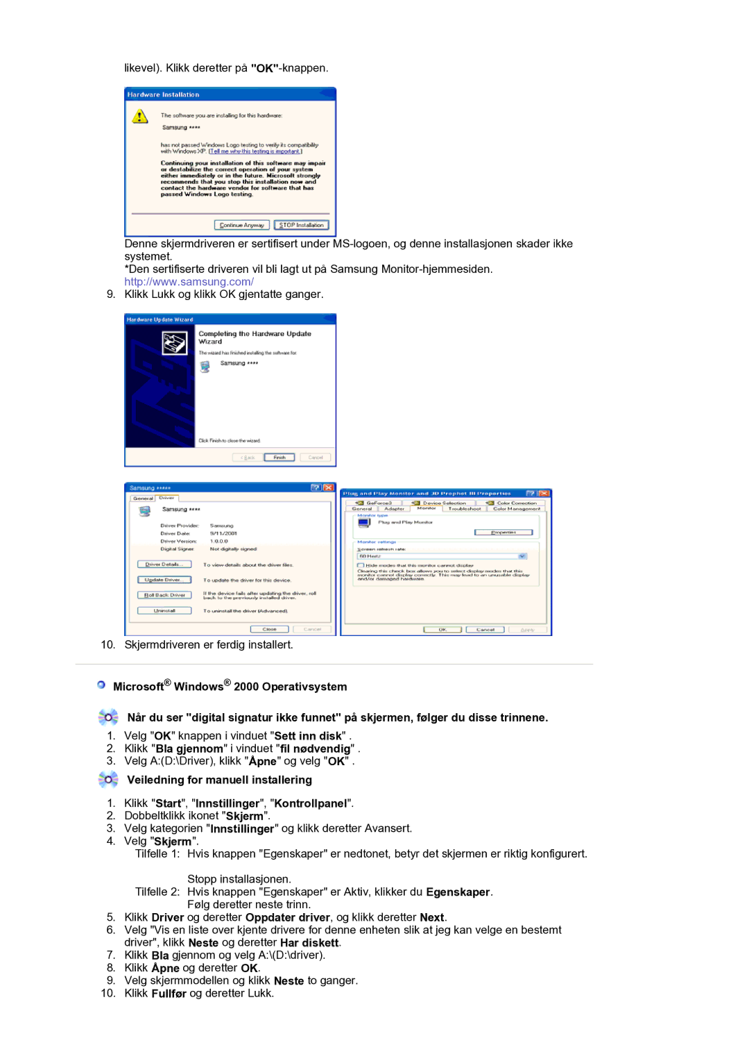 Samsung LS17PLMTSQ/EDC, LS19PLMTSQ/EDC manual Klikk Bla gjennom i vinduet fil nødvendig 