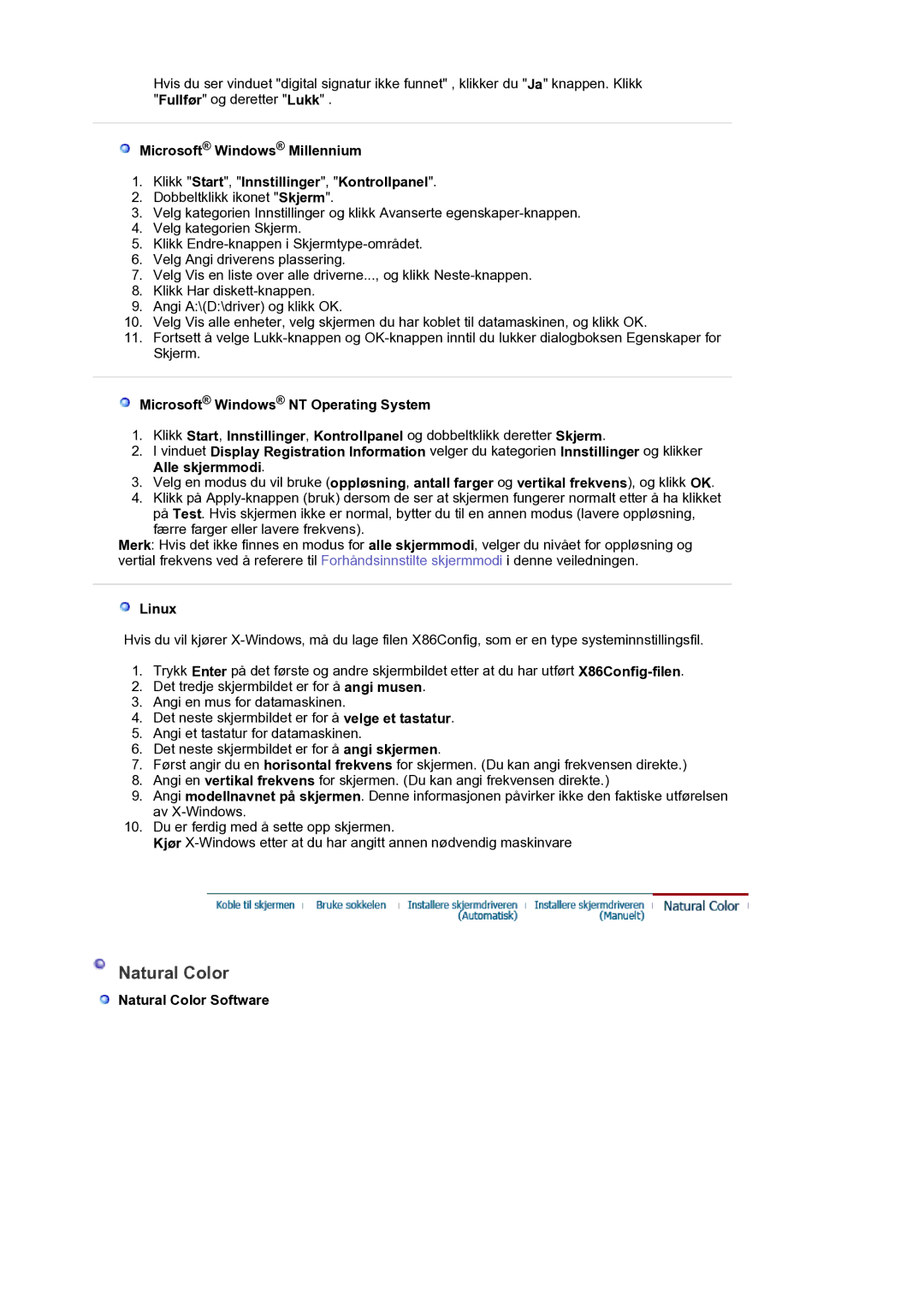 Samsung LS19PLMTSQ/EDC, LS17PLMTSQ/EDC manual Linux, Natural Color Software 