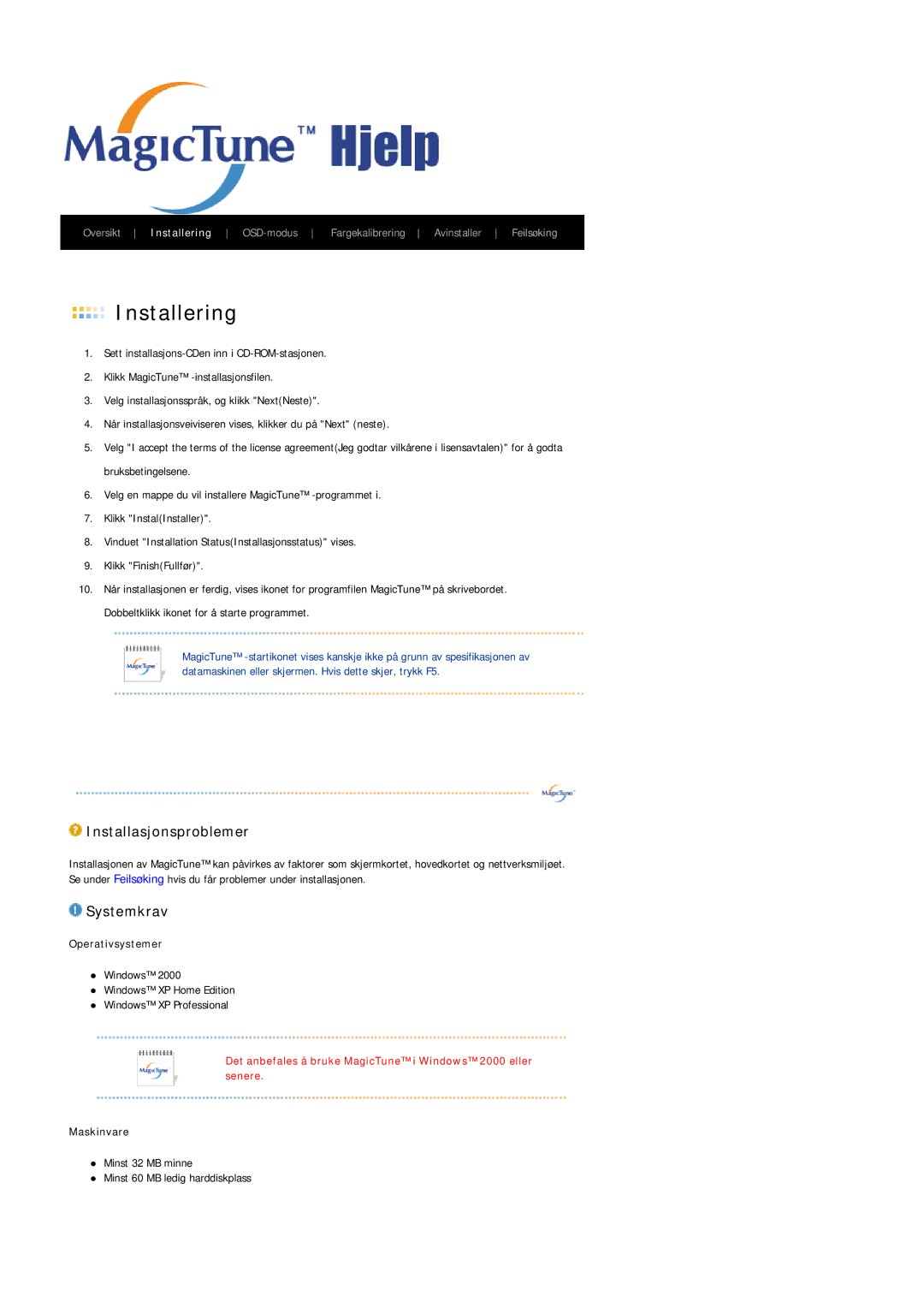 Samsung LS17PLMTSQ/EDC, LS19PLMTSQ/EDC manual Installering 