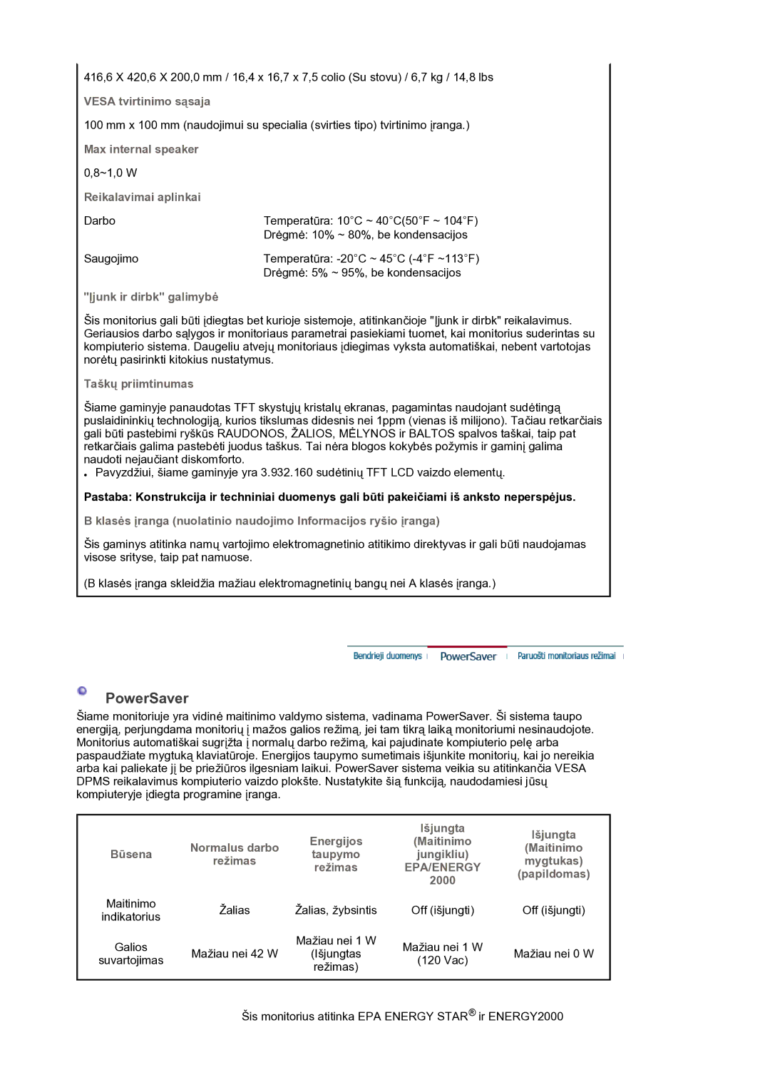 Samsung LS19PLMTSQ/EDC, LS17PLMTSQ/EDC manual PowerSaver 