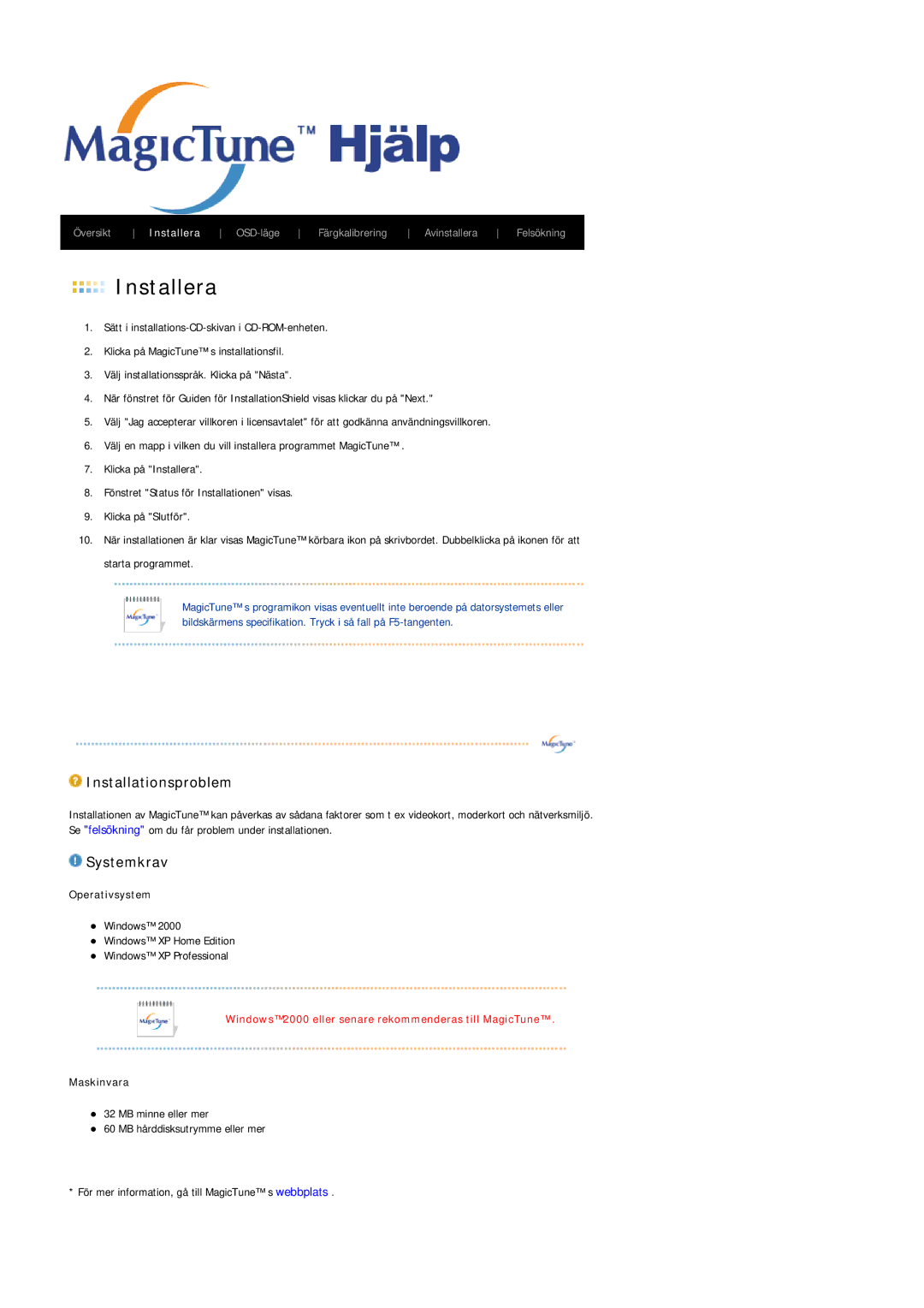 Samsung LS19PLMTSQ/EDC, LS17PLMTSQ/EDC manual Installera 