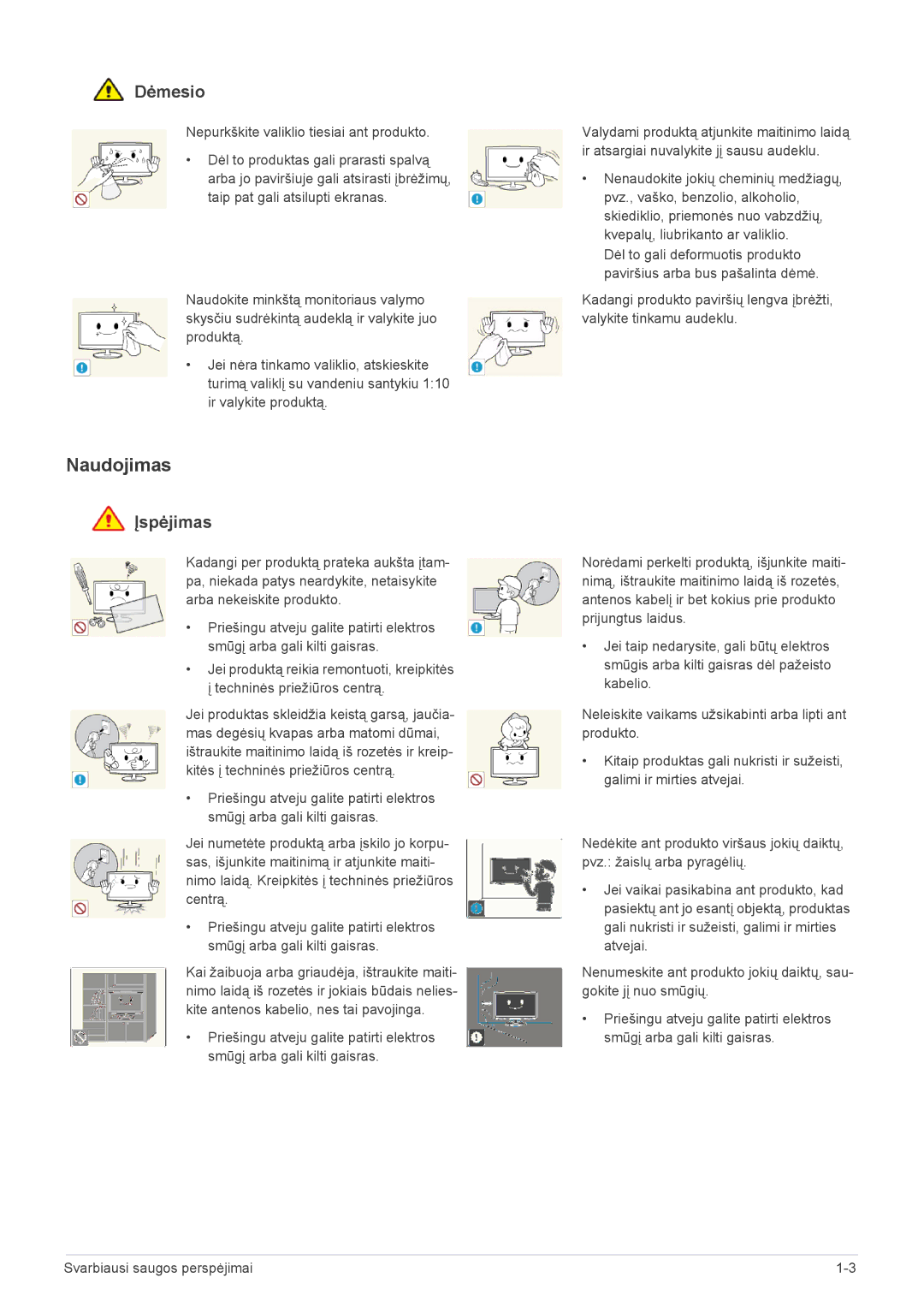 Samsung LS20PTDSF/EN, LS19PTDSF/EN, LS24PTDSF/EN, LS22PTDSF/EN manual Naudojimas 