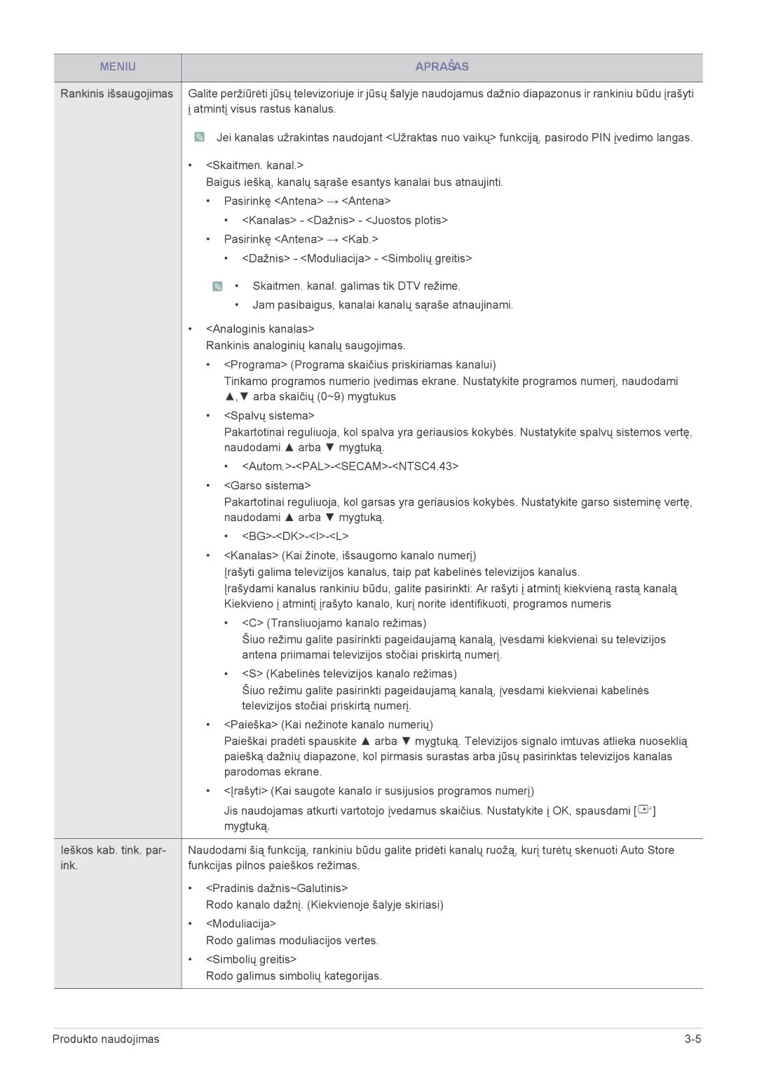 Samsung LS19PTDSF/EN manual Atmintį visus rastus kanalus, Baigus iešką, kanalų sąraše esantys kanalai bus atnaujinti 