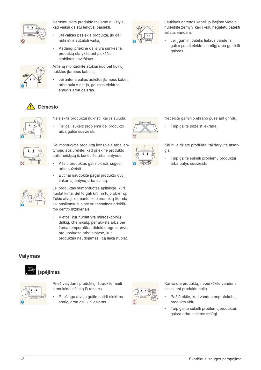 Samsung LS24PTDSF/EN, LS19PTDSF/EN, LS20PTDSF/EN, LS22PTDSF/EN manual Valymas 