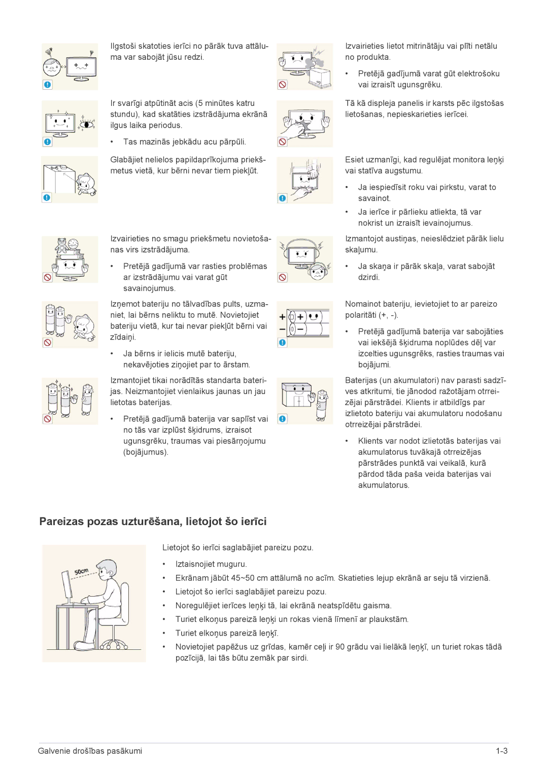 Samsung LS19PTDSF/EN, LS24PTDSF/EN, LS20PTDSF/EN, LS22PTDSF/EN manual Pareizas pozas uzturēšana, lietojot šo ierīci 