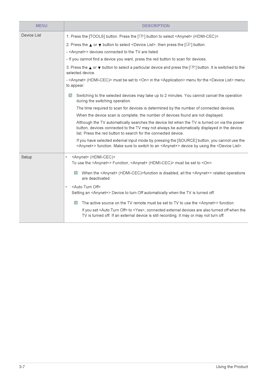 Samsung LS20PTDSF/EN, LS19PTDSF/EN, LS24PTDSF/EN, LS23PTDSF/EN, LS22PTDSF/EN, LS19PTDSF/XE, LS23PTDSF/XE manual Menu Description 