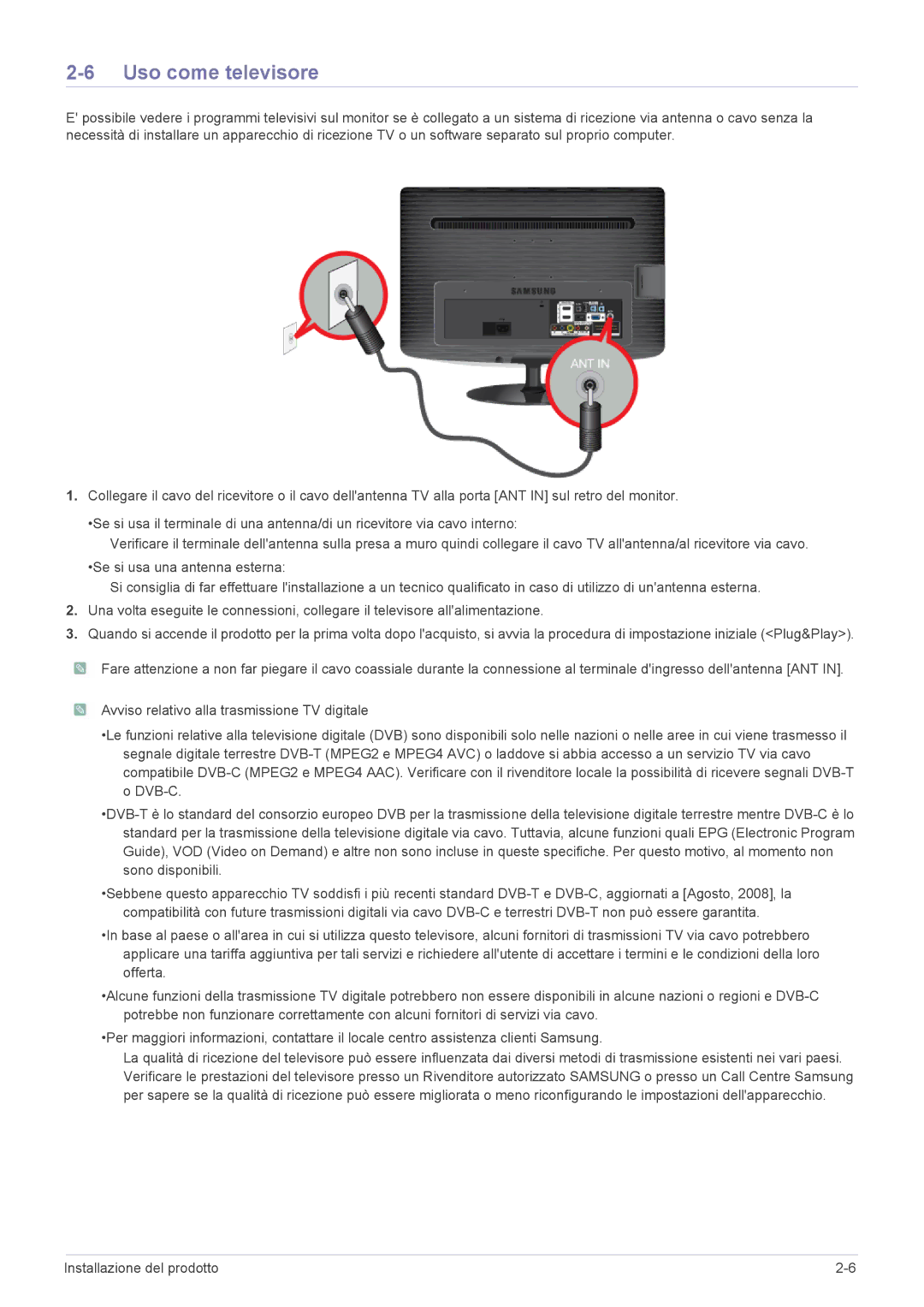 Samsung LS20PTDSF/EN, LS19PTDSF/EN, LS24PTDSF/EN, LS23PTDSF/EN, LS22PTDSF/EN manual Uso come televisore 