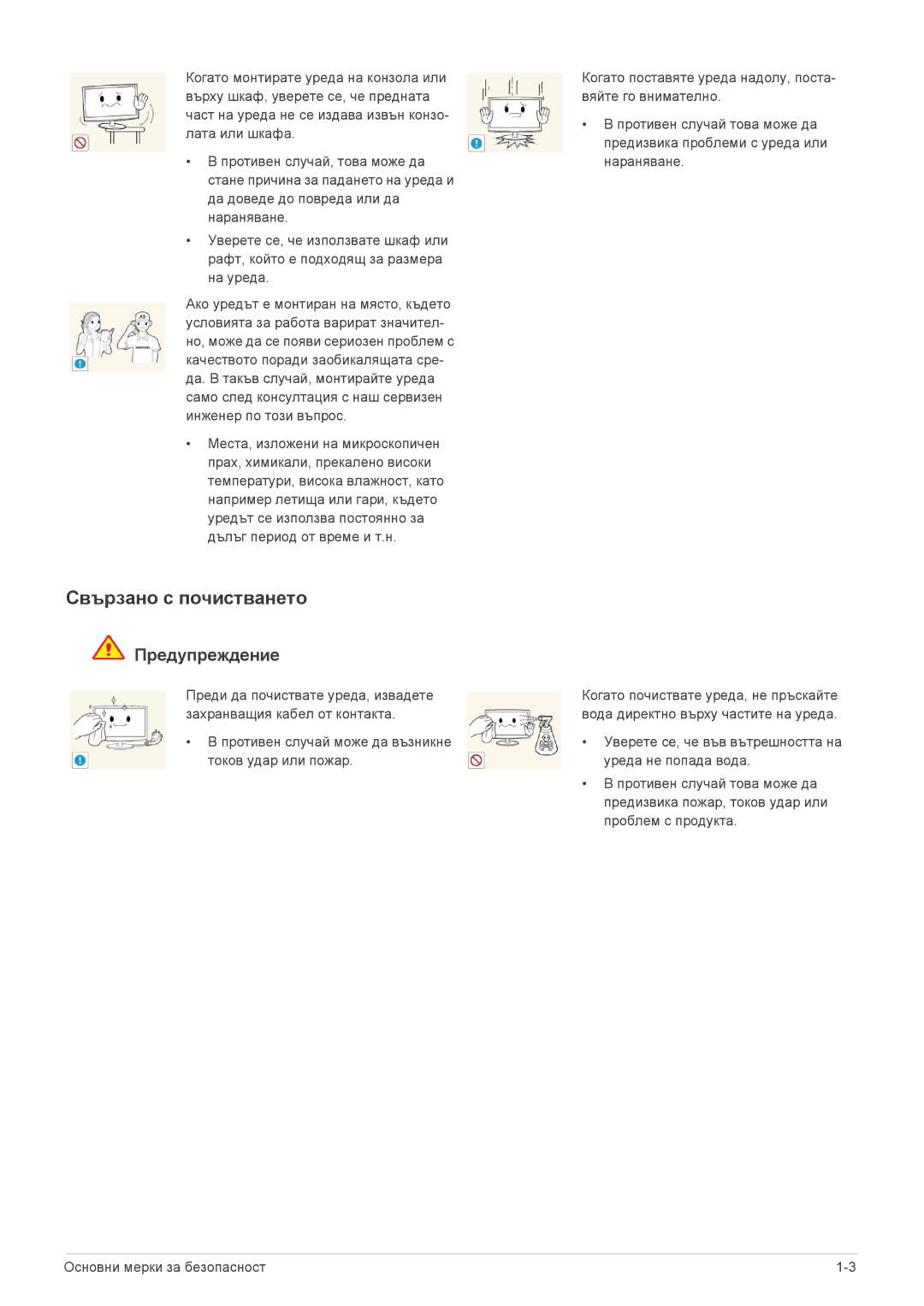 Samsung LS19PTDSF/EN, LS24PTDSF/EN, LS23PTDSF/EN, LS20PTDSF/EN, LS22PTDSF/EN manual Свързано с почистването 