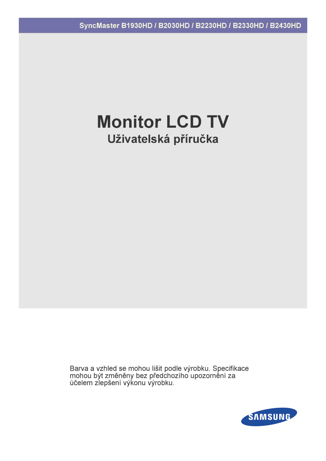 Samsung LS24PTDSF/EN, LS19PTDSF/EN, LS23PTDSF/EN, LS20PTDSF/EN, LS22PTDSF/EN manual Monitor LCD TV 