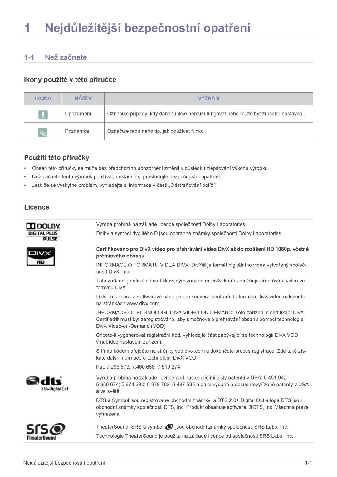 Samsung LS22PTDSF/EN manual Než začnete, Ikony použité v této příručce, Použití této příručky, Licence, Ikona Název Význam 